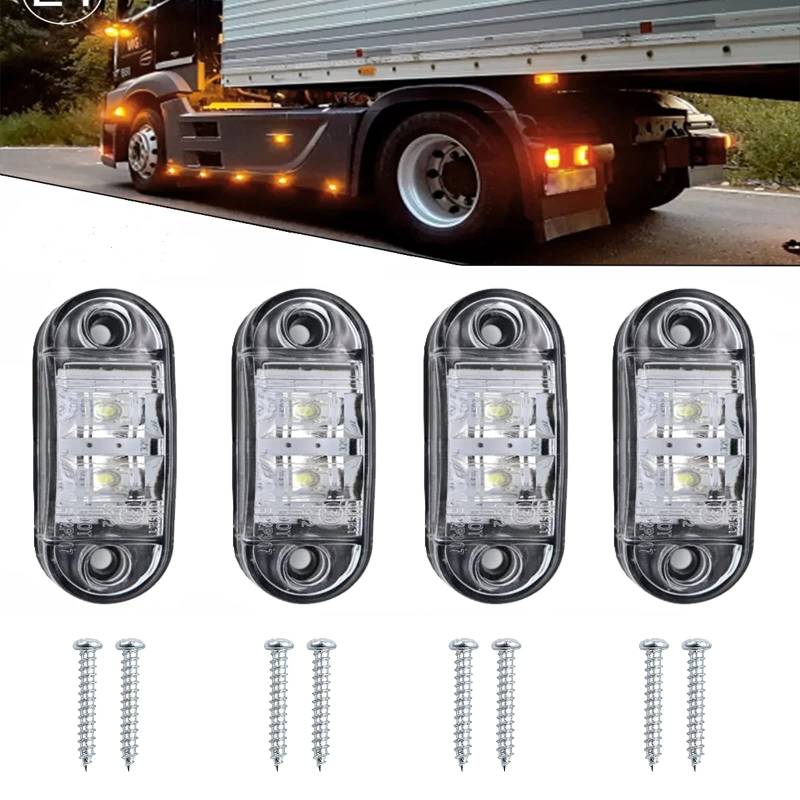 Ready LED-Seitenmarkierungsleuchten, wasserdichte Anzeigen, Positionsseitenleuchten für 12 V-24 V Anhänger, Van, Wohnwagen, LKW, Boote (weiß), 4 Stück von Ready