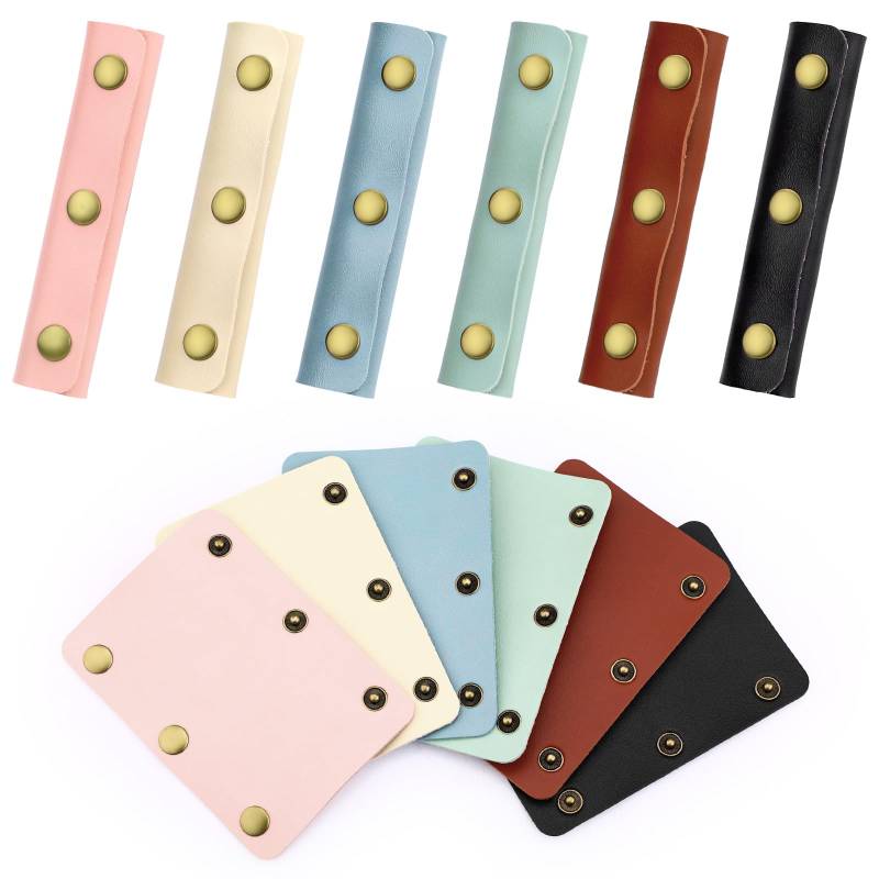 Realand Handtaschengriffbandage mit 3 Druckknöpfen, Leder und Wildleder, Handtaschengriff, Schutz für Tragetasche, Brieftasche, Koffer, Schulterriemen, Polster, Gepäckgriff, 12 Stück von Realand