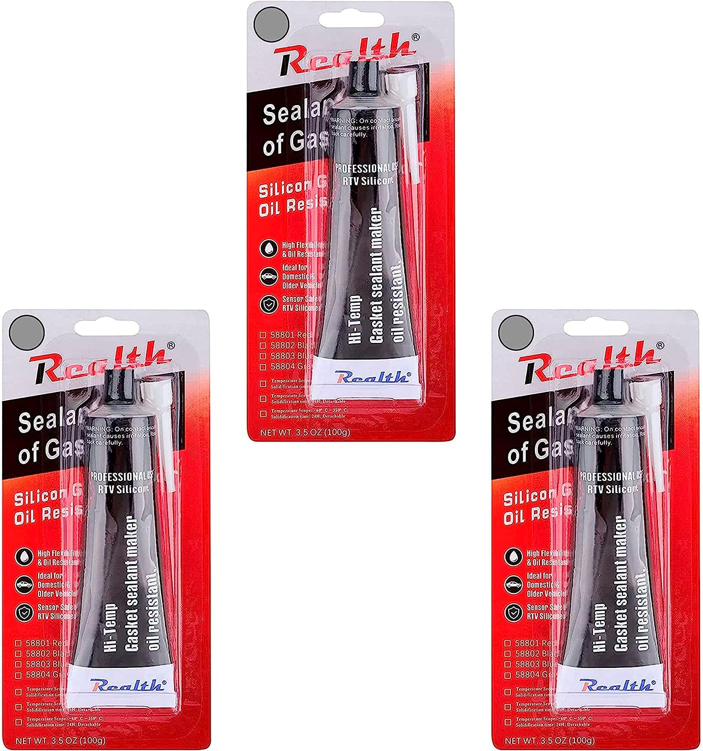 Realth Hochtemperatur Silikon Dichtmasse, 10.6 oz(300g) Grau RTV | Zylinderkopfdichtung Dichtmittel, Dichtmasse für die Reparatur von Kfz-Motorradmaschinen (SG413) von Realth