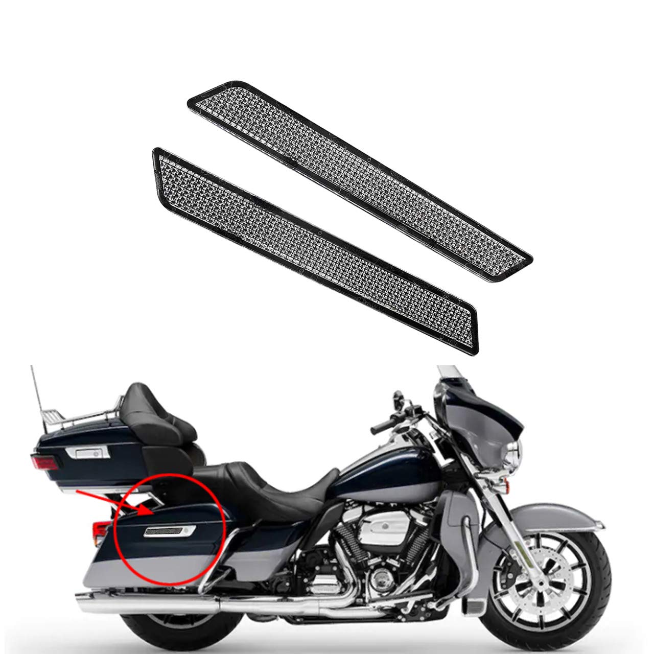HDBUBALUS Motorrad-Reflektoren, Satteltasche, Riegelabdeckung, passend für Harley Touring Street Glide Electra Glide Road Glide Road King Ultra Limited 2014–2020, Weiß von HDBUBALUS