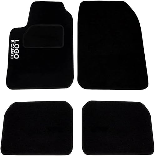 Rebeca Shop® Auto-Fußmatten passend für Sandero aus schwarzem Teppich, anpassbare Teppiche, gesticktes Logo, verstärkte Fersenpolster von Rebeca Shop