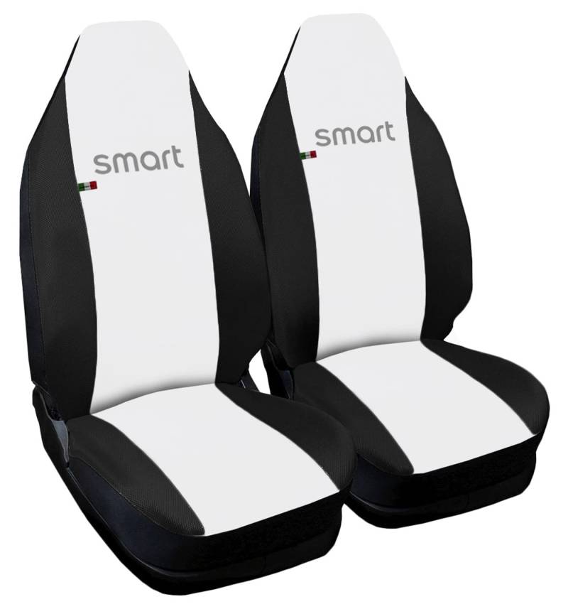 Rebeca Shop® Autositzbezüge kompatibel für Smart | Made in Italy | Set Vordersitzbezug Paar (W453 - Dritte Serie, Weiß/Schwarz) von Rebeca Shop