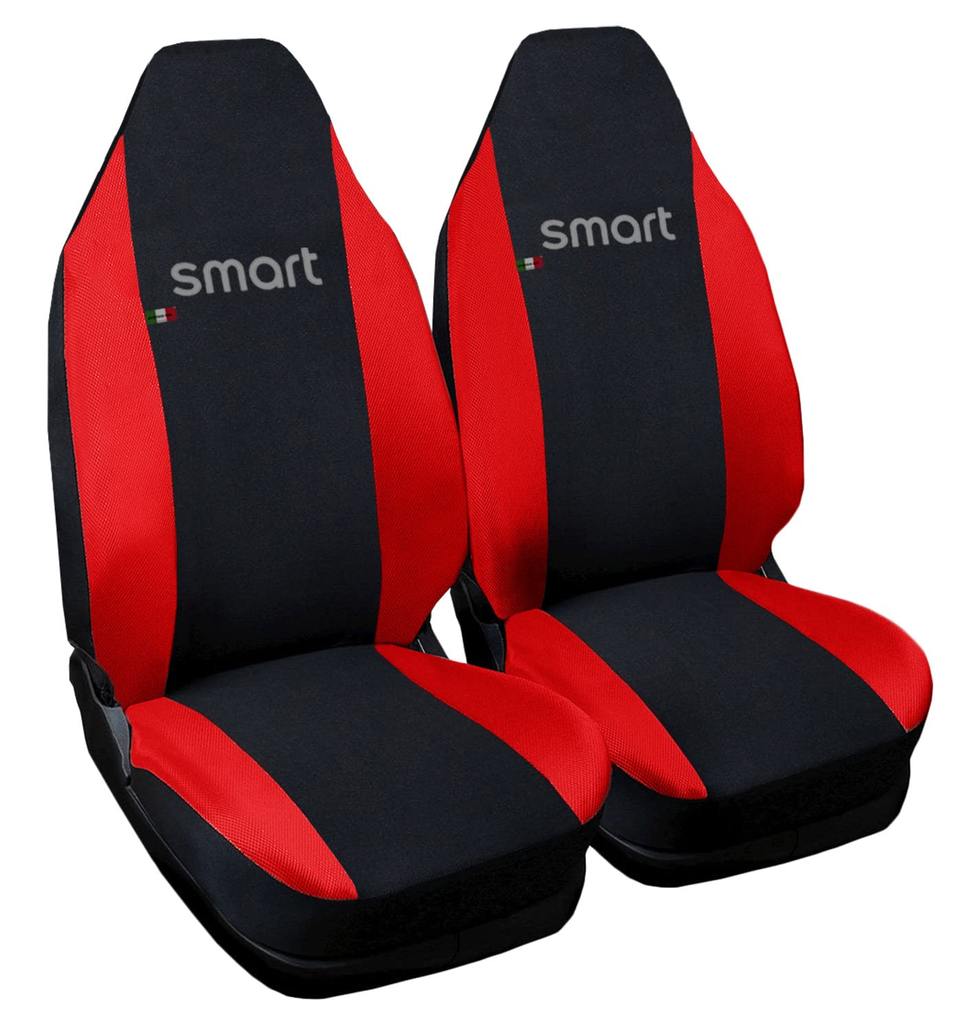 Rebeca Shop® Autositzbezüge kompatibel mit Smart | Made in Italy | Set Vordersitzbezüge Paar (w450 - erste Serie, Schwarz/Rot) von Rebeca Shop