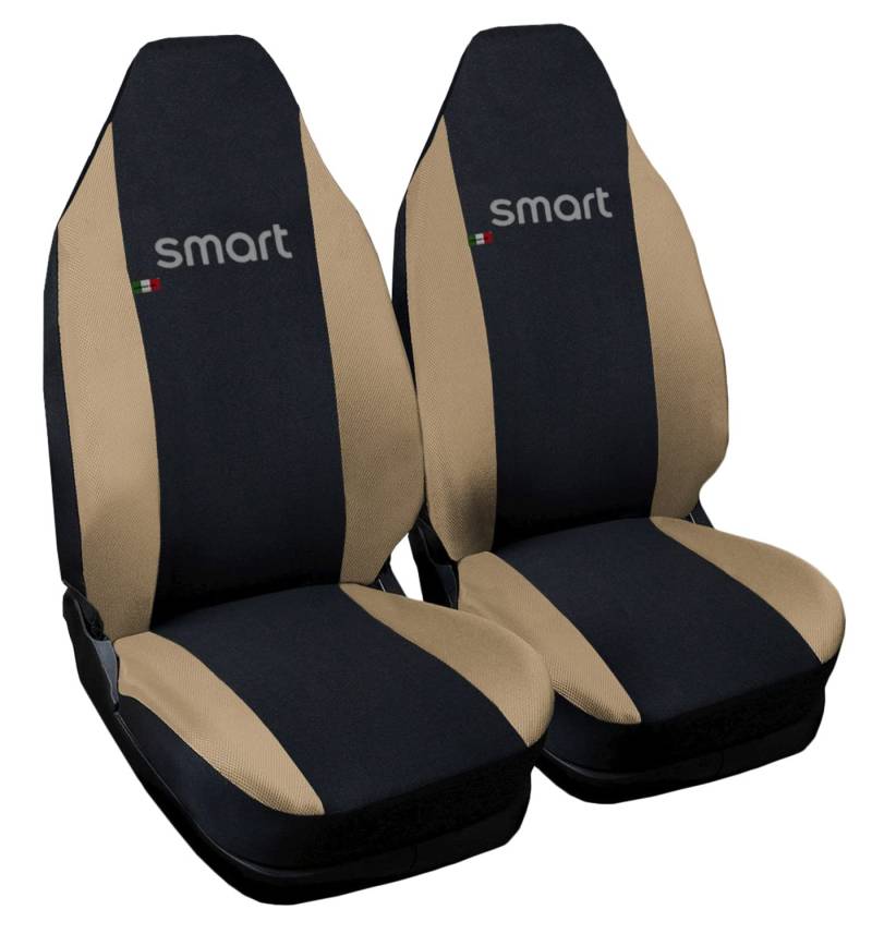 Rebeca Shop® Sitzbezüge kompatibel mit Smart | Made in Italy | Set Vordersitzbezüge Paar (w451 - zweite Serie, Schwarz/Beige) von Rebeca Shop