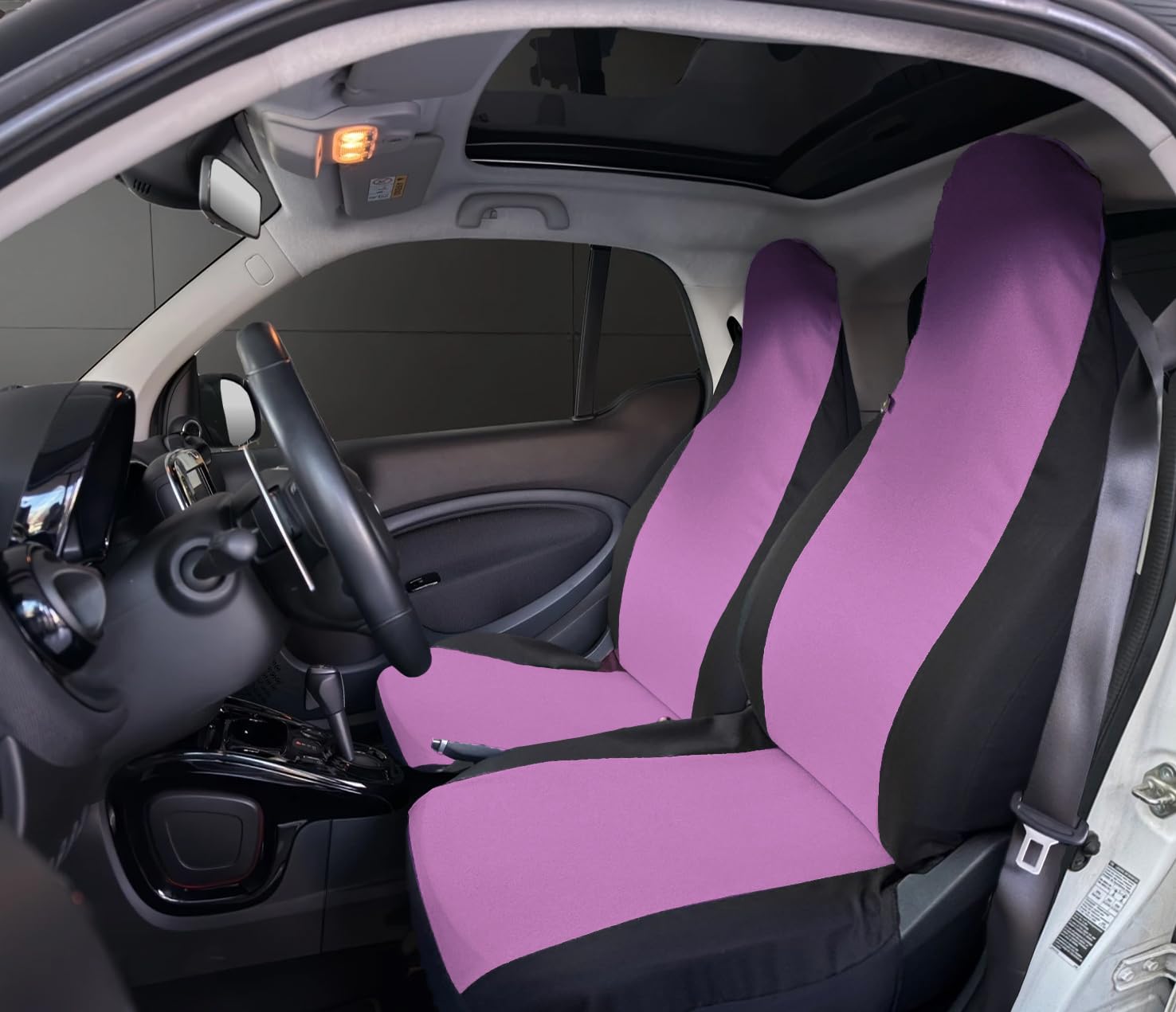 Rebeca Shop® Vordersitzbezüge kompatibel für Smart Fortwo 1., 2. und 3. Serie, W450, W451, W453, 2 Sitzbezüge in der Mitte (Rosa/Schwarz, Smart Fortwo) von Rebeca Shop