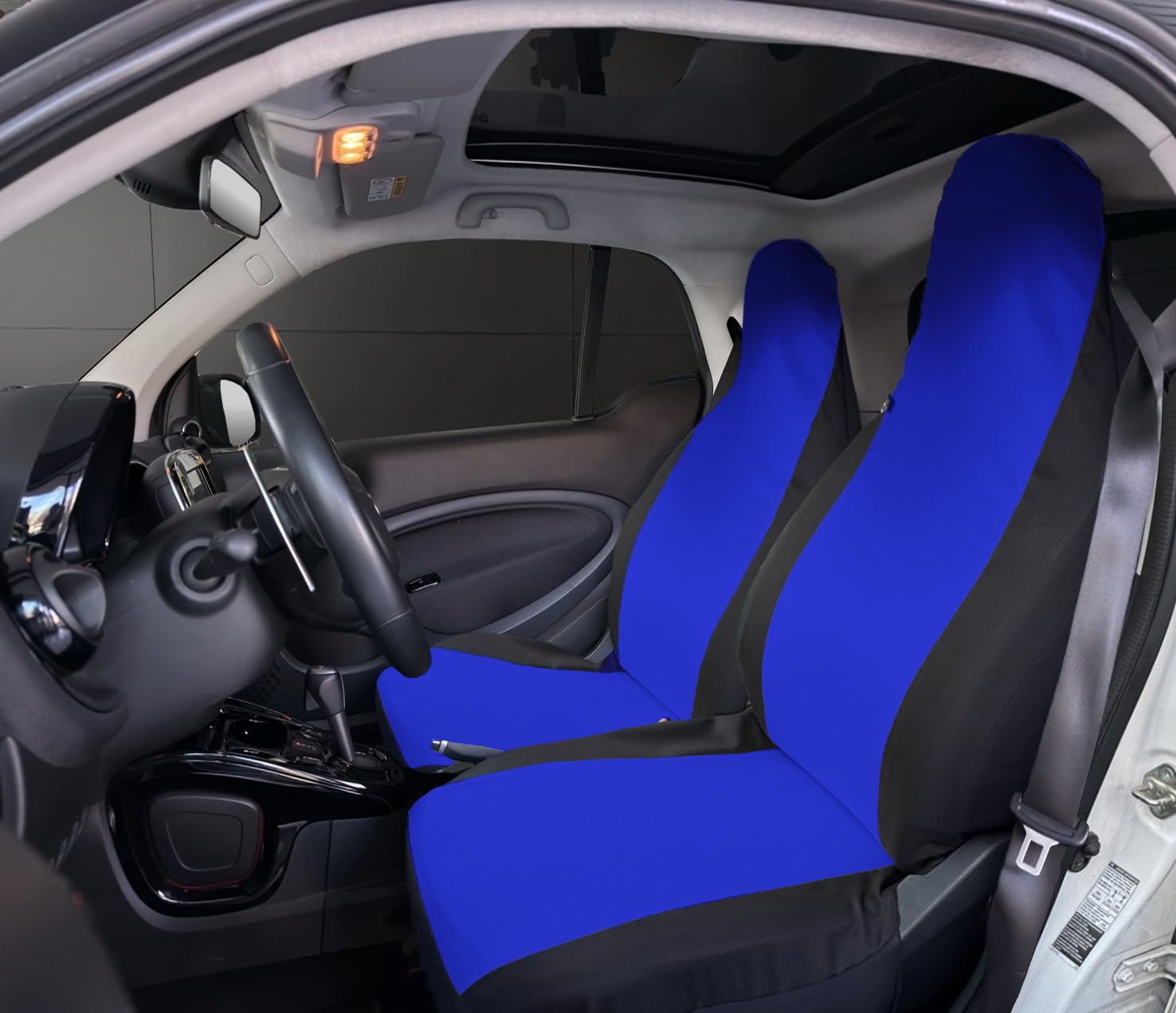 Rebeca Shop® Vordersitzbezüge kompatibel für Smart Fortwo 1., 2. und 3. Serie, W450, W451, W453, 2 Sitzbezüge in der Mitte (Royal/Schwarz, Smart Fortwo) von Rebeca Shop