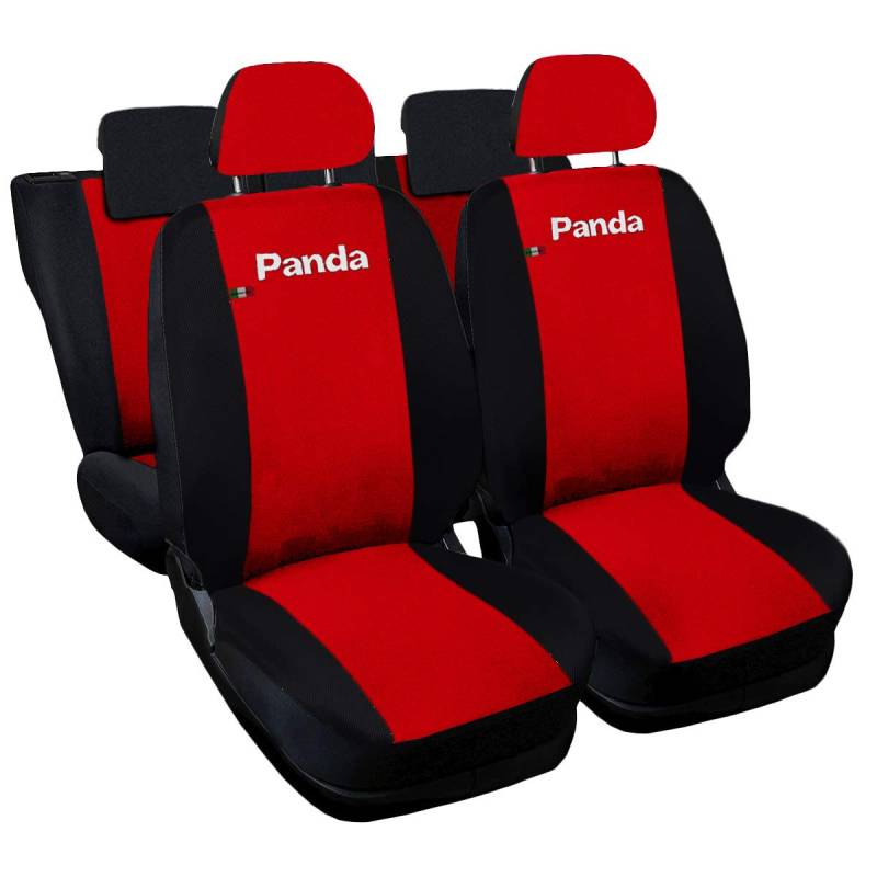 Rebeca Shop Autositzbezüge kompatibel Panda Hybrid | Vollversion 50e50 60e40 | Made in Italy | Set für vorne und hinten | Innenausstattung (Version 60e40, Rot/Schwarz) von Rebeca Shop