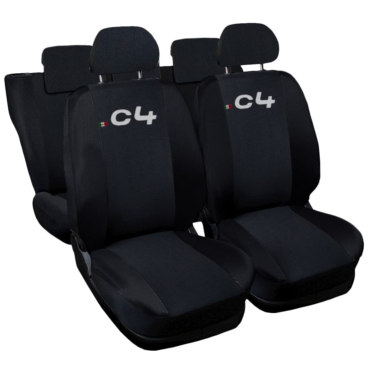 Rebeca Shop Sitzbezüge passend für C4 Rückenlehne geteilt 1/3 (nur Rückenlehne) Autositzbezüge (Schwarz - Schwarz) von Rebeca Shop