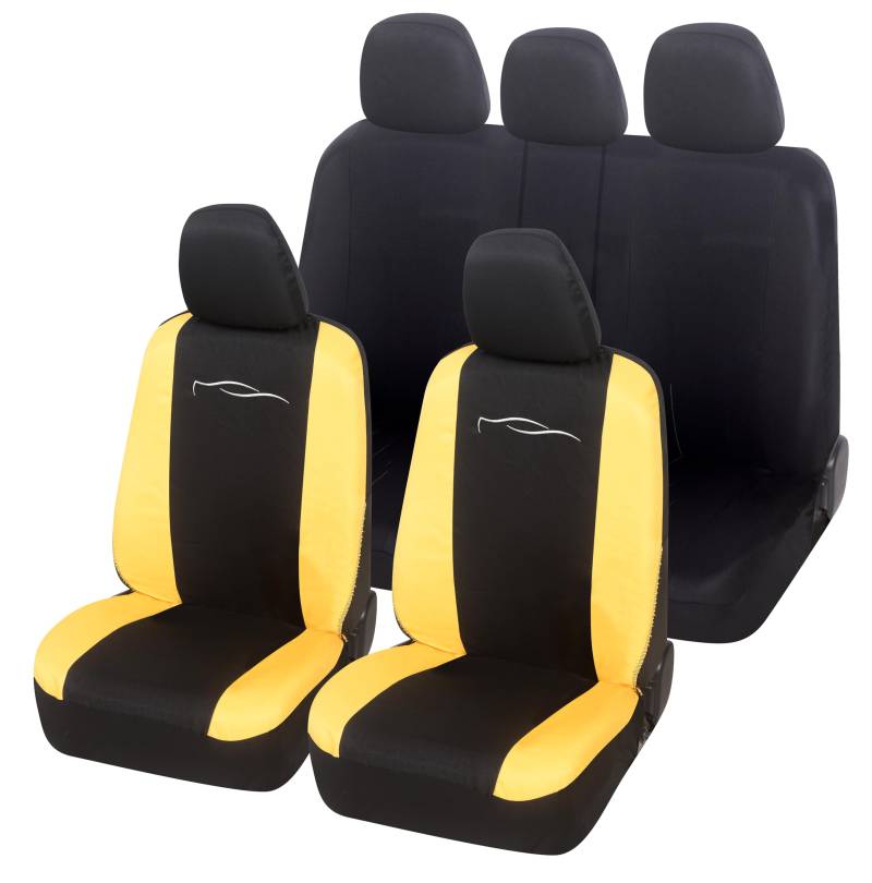Rebeca Shop Universelle Autositzbezüge Made in Italy - Racing - Rückenlehne mit 2 Reißverschlüssen - Airbag kompatibel in verschiedenen Farben (Schwarz / Gelb) von Rebeca Shop