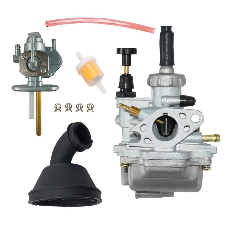 Rebuiman LT80 Vergaser mit Ansaugstutzen/Kraftstoffschalter-Ventil, Benzinhahn, passend für Suzuki LT 80 Quadsport ATV Vergaser 1987–2006, ersetzt #13200-40B00, 13200-40B10 von Rebuiman