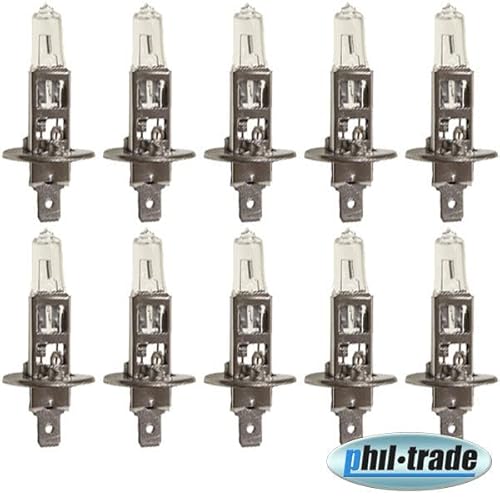 10x Halogen H1 Scheinwerferlampe Birne 55W 12V Abblendlicht Fernlicht Glühlampen | E - Prüfzeichen | Sockel P14,5s - Warm Weiß 10x Halogen H1 Scheinwerferlampe Birne 55W 12V Abblendlicht Fernlicht Glühlampen | E - Prüfzeichen | Sockel P14,5s - Warm Weiß von Recambo