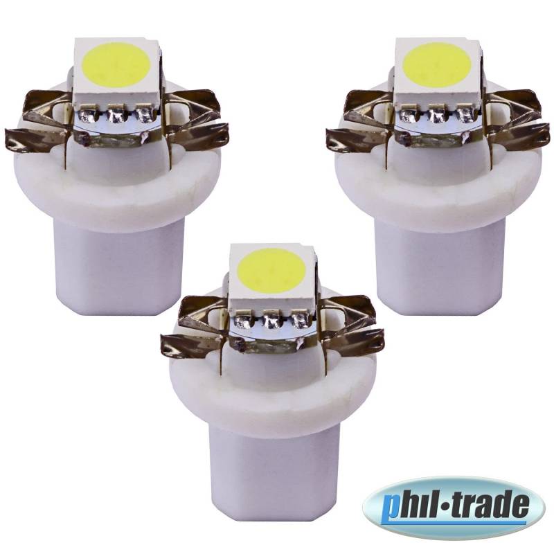 3 x B8.5d Tacho Beleuchtung LED 5050 SMD BAX10D high Power Weiß Umbauset Innenraum Innenraumbeleuchtung Instrumentenbeleuchtung Cockpit von Recambo