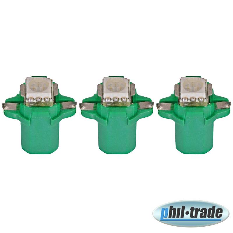 3 x Tacho Beleuchtung LED 5050 SMD B8.3D BAX10S Grün Umbauset kompatibel für VW T3 Bus Golf 2 Polo 86c von Recambo