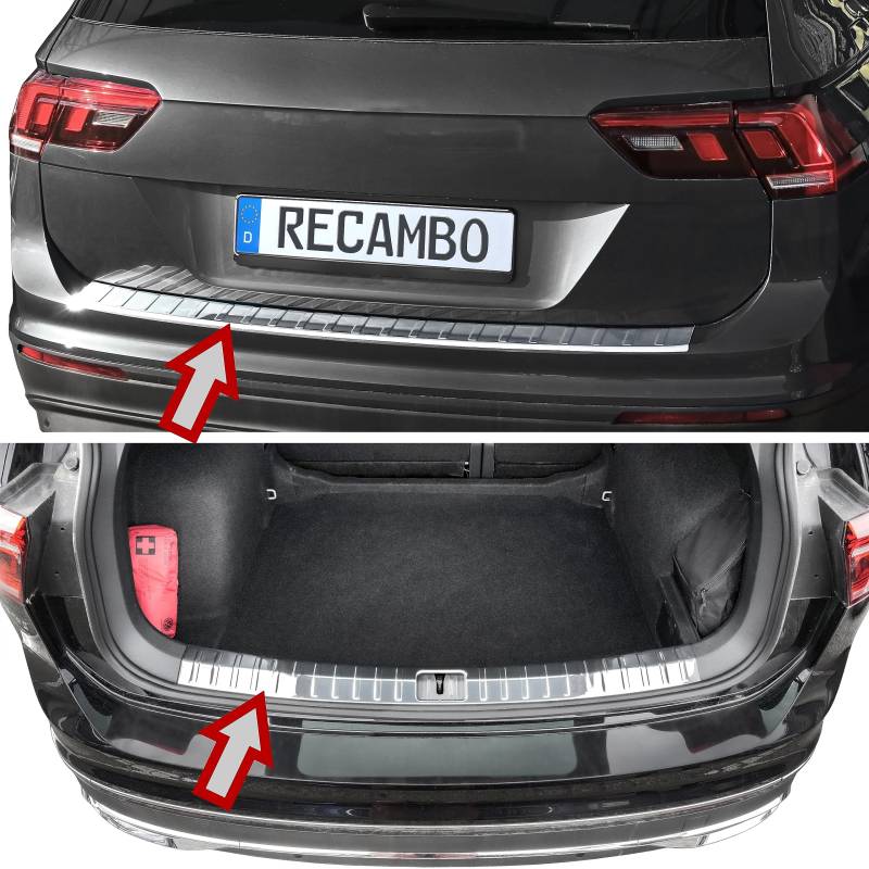 Ladekantenschutz Edelstahl CHROM innen und außen kompatibel für VW Tiguan II | BJ ab 2016> | premium Qualität von RECAMBO von Recambo