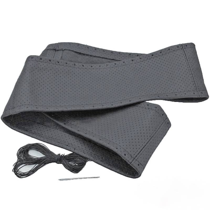 Lenkrad Bezug Schoner echt Leder perforiert dunkel grau zum Schnüren 37-39 cm von Recambo