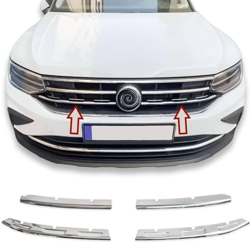 RECAMBO Edelstahl-Rahmen für Frontgrill - glänzende Chrom-Zierleiste zur optischen Veredelung - passgenaue Fahrzeugintegration - passend fürVW Tiguan II + Allspace Facelift | BJ ab 2020 von Recambo