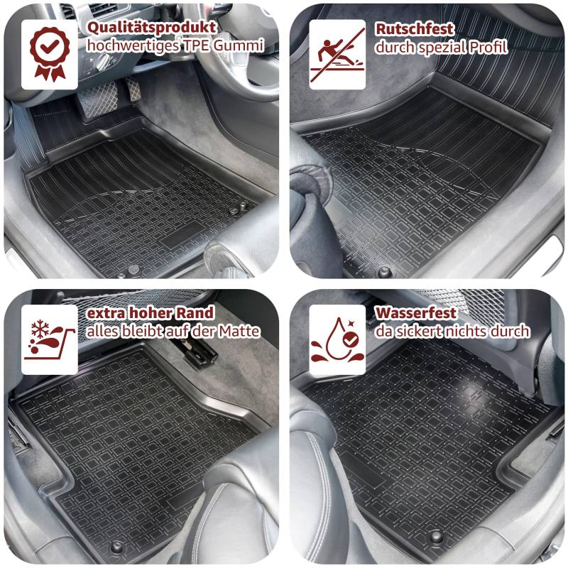 RECAMBO Gummimatten & Kofferraumwanne Set passend für Alfa Romeo Giulietta | 940 | BJ 2010-2020 - 100% passgenaue Auto Fußmatten und Kofferraummatte aus hochwertigen rutschfesten TPE - Schwarz von Recambo