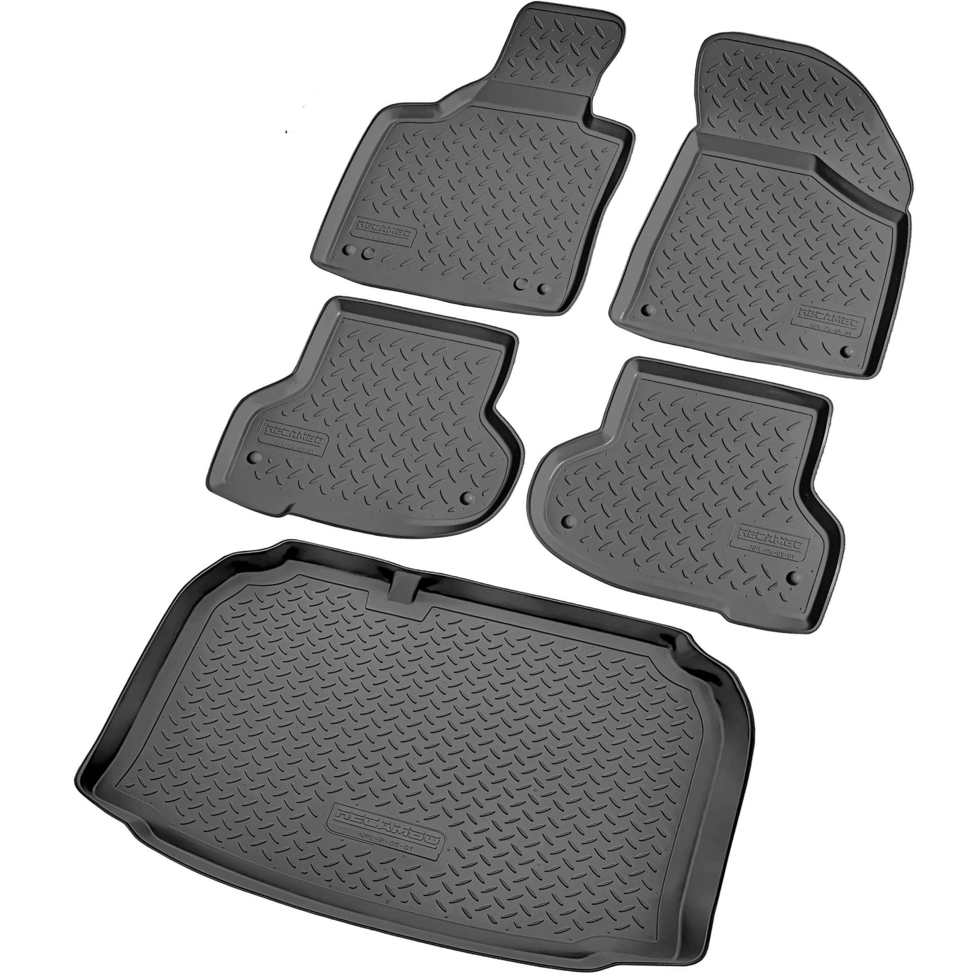 RECAMBO Gummimatten & Kofferraumwanne Set passend für Audi A3 8P + Sportback | 2003-2012 - 100% passgenaue Auto Fußmatten und Kofferraummatte aus hochwertigen rutschfesten TPE - Schwarz RECAMBO Gummimatten & Kofferraumwanne Set passend für Audi A3 8P + Sportback | 2003-2012 - 100% passgenaue Auto Fußmatten und Kofferraummatte aus hochwertigen rutschfesten TPE - Schwarz von Recambo