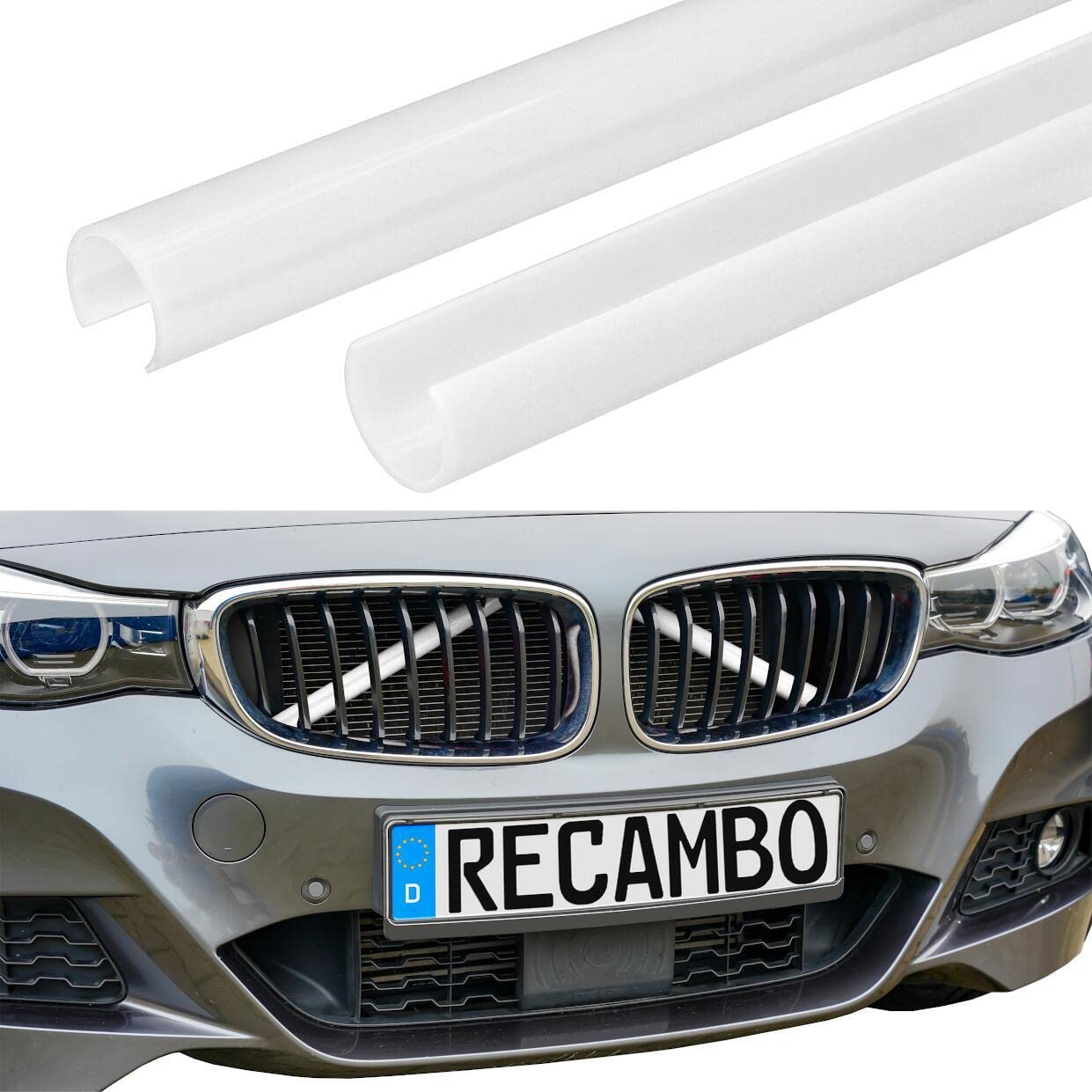 RECAMBO Kühler Grill Einsatz, Frontgrill Zierleisten Streifen, Grill V Streben | Kompatibel mit BMW 5er X3 G01 X4 G02 X5 G05 X6 G06 X7 G07 | Weiß von Recambo