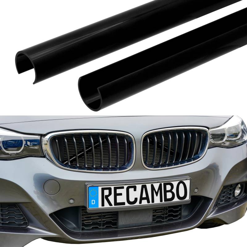 RECAMBO Kühlergrill-Zierleisten Schwarz matt - sportliche V-Streben zum Aufstecken - hochwertiges Tuning-Zubehör aus ABS - passend für BMW F07 F10 F11 F18 F06 Schwarz von Recambo