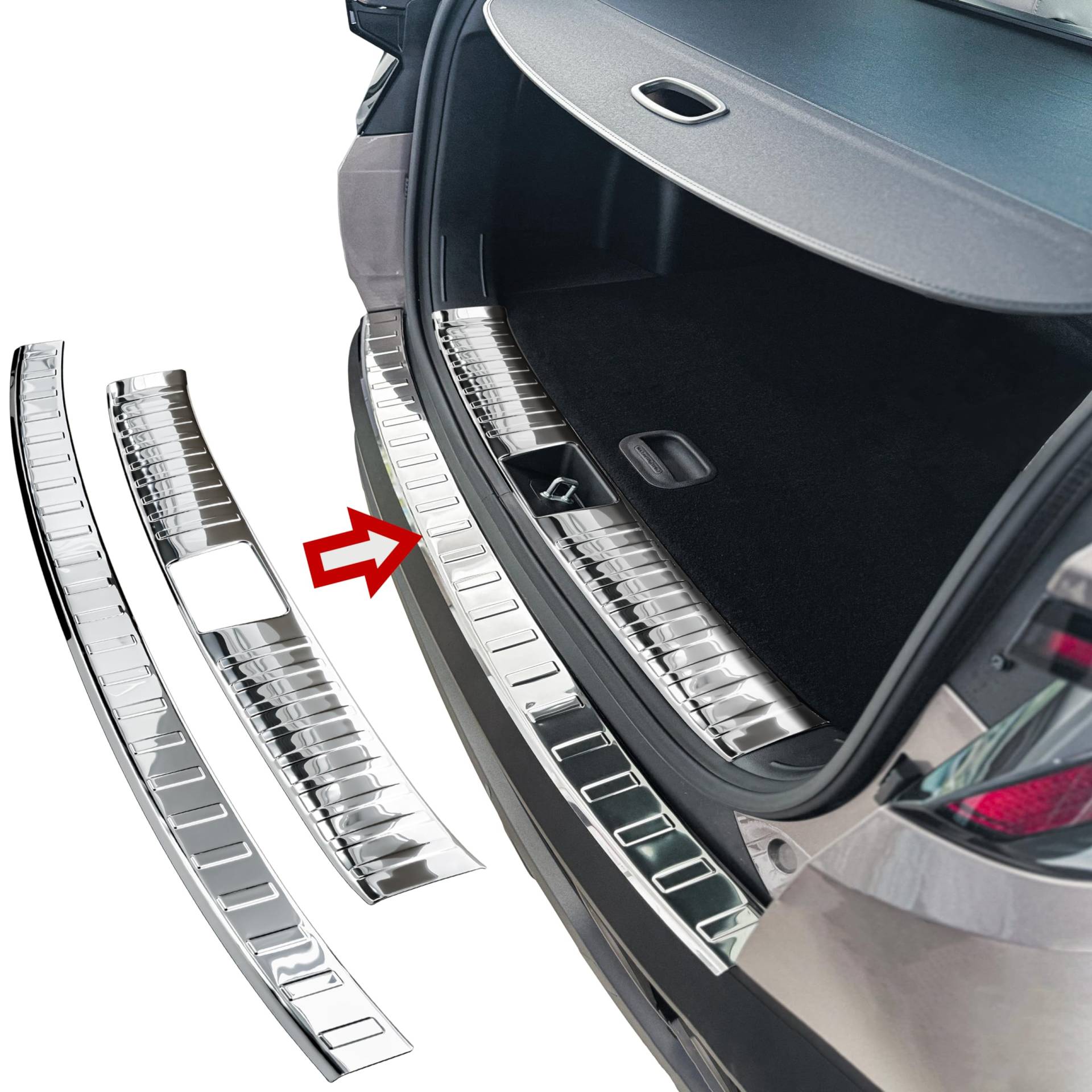 RECAMBO Ladekantenschutz Edelstahl Chrom Look - kompatibel für Hyundai Tucson | Typ NX4 | BJ ab 2020> - V2A Hochglanz poliert - innen und außen von Recambo