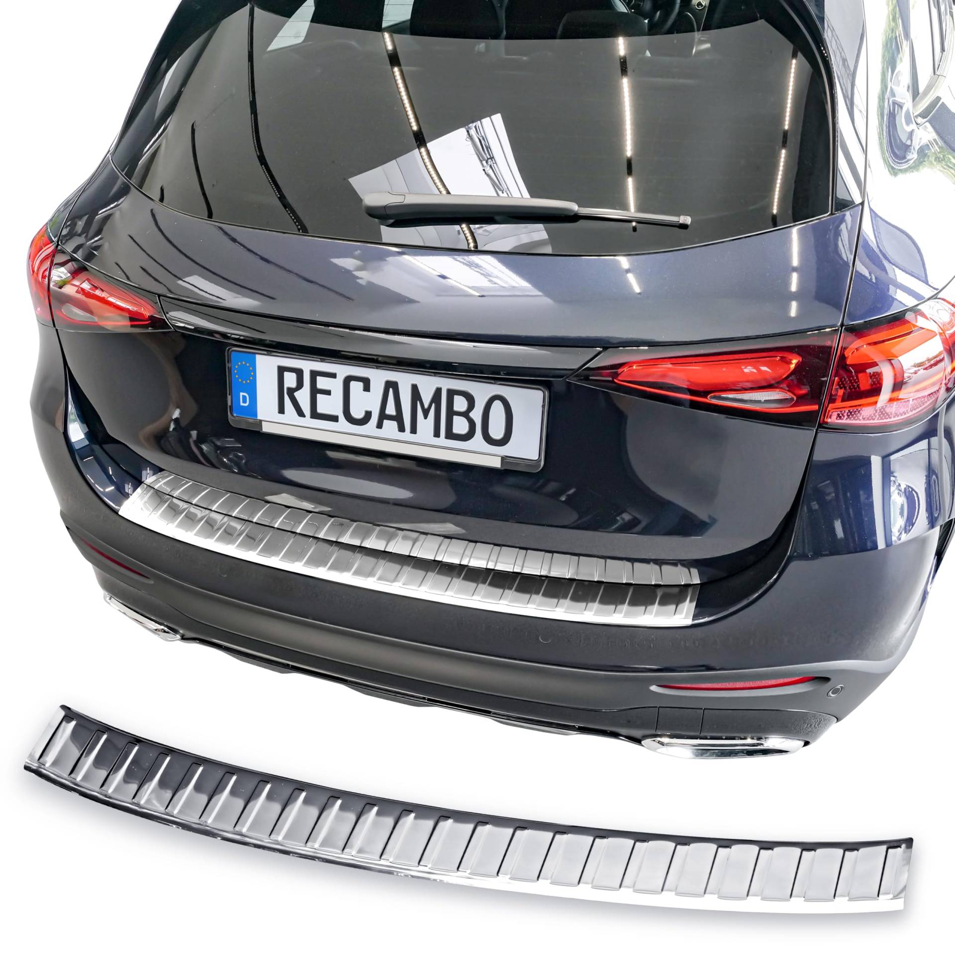 RECAMBO Ladekantenschutz Edelstahl Hochglanz poliert, Chrom Look - kompatibel für Mercedes GLC - X254 - BJ ab 2022 - Styling und Schutz für die Stoßstange von Recambo