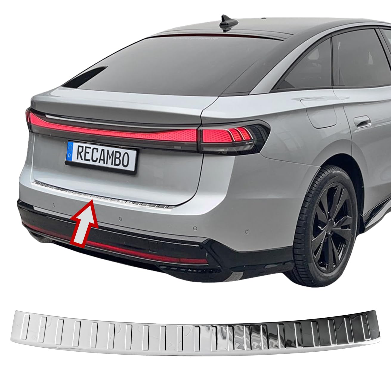 RECAMBO Ladekantenschutz Edelstahl kompatibel für VW ID.7 Limousine | BJ ab 2023 - Hochglanz poliert, Chrom Look - Styling und Schutz für die Stoßstange RECAMBO Ladekantenschutz Edelstahl kompatibel für VW ID.7 Limousine | BJ ab 2023 - Hochglanz poliert, Chrom Look - Styling und Schutz für die Stoßstange von Recambo