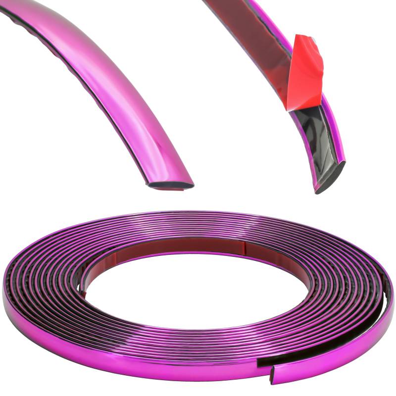 RECAMBO Zierleiste Pink metallic - Vielseitig, Flexibel & Selbstklebend - 12mm x 5m von Recambo