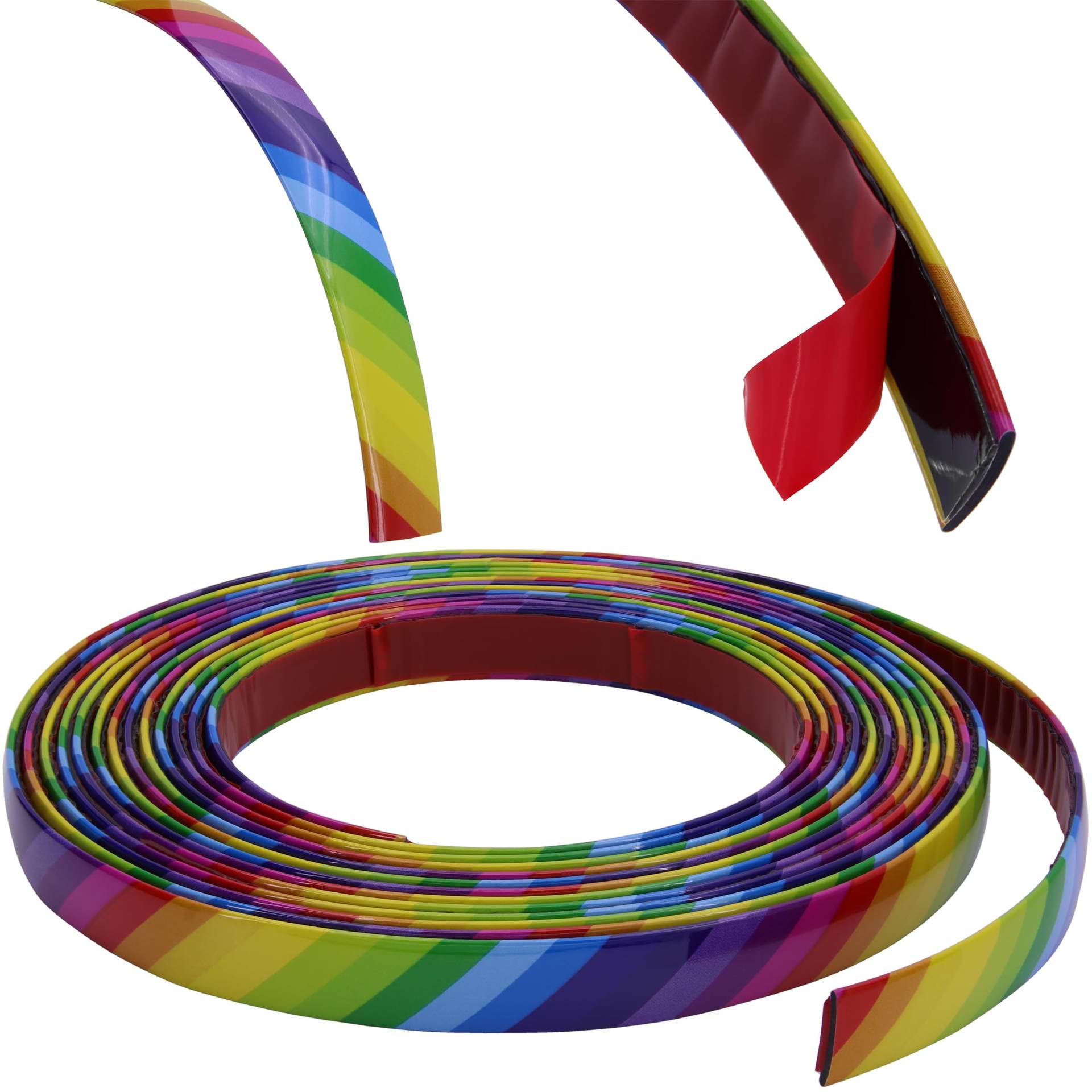RECAMBO Zierleiste Regenbogen bunt - Vielseitig, Flexibel & Selbstklebend - 14mm x 5m von Recambo