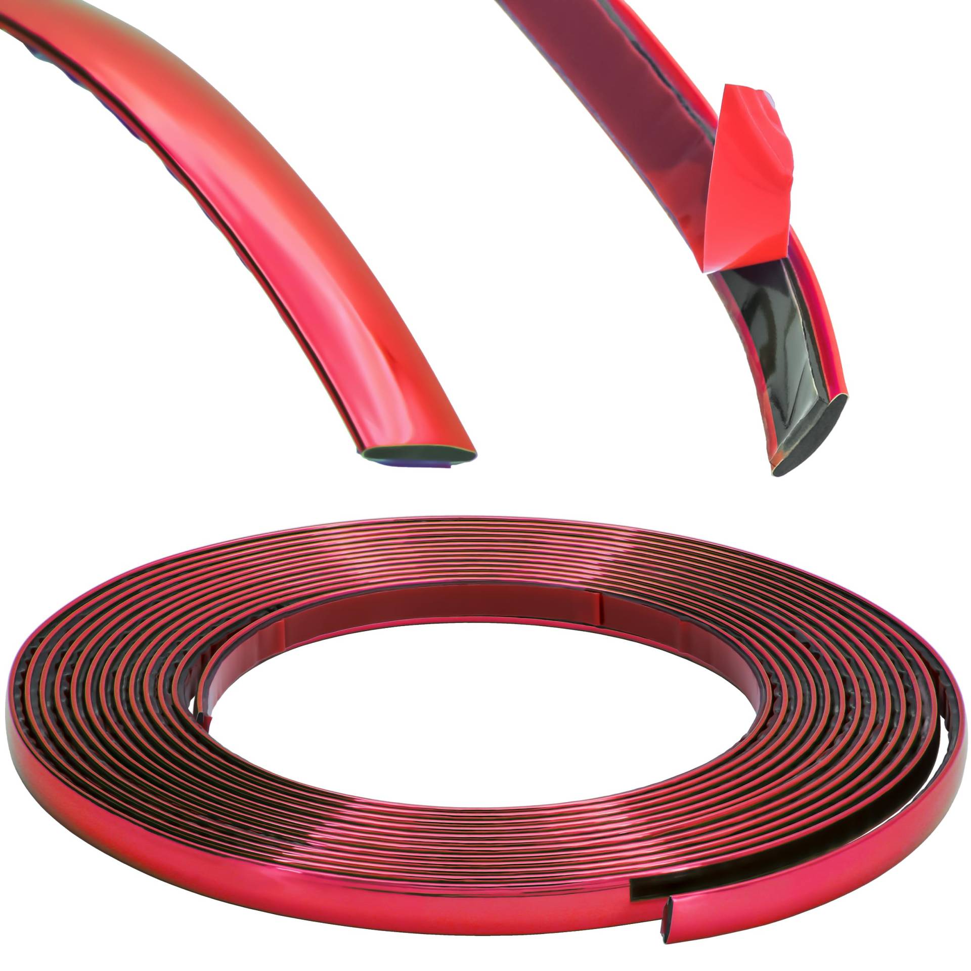 RECAMBO Zierleiste Rot metallic - Vielseitig, Flexibel & Selbstklebend - 14mm x 5m von Recambo