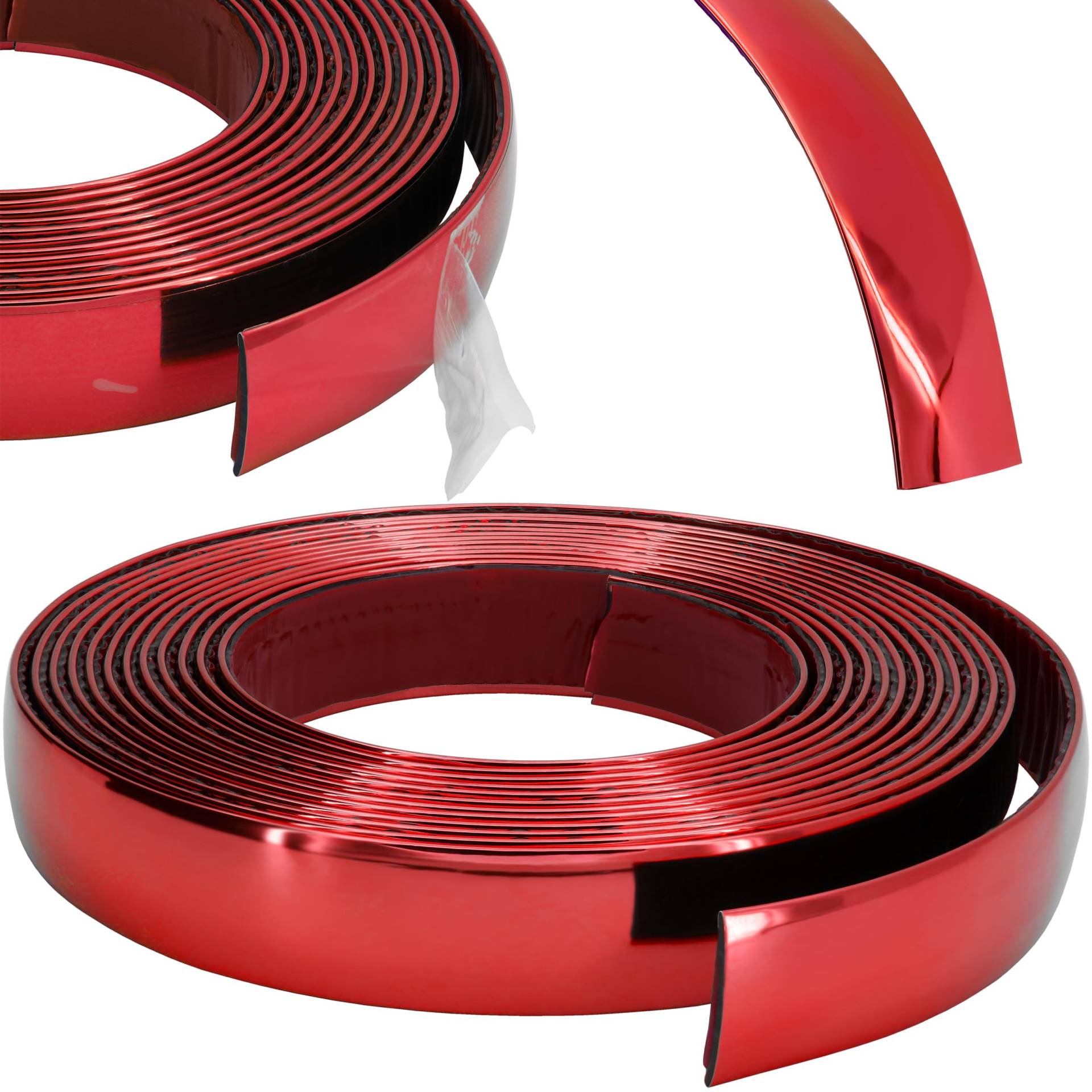 RECAMBO Zierleiste Rot metallic - Vielseitig, Flexibel & Selbstklebend - 16mm x 5m von Recambo