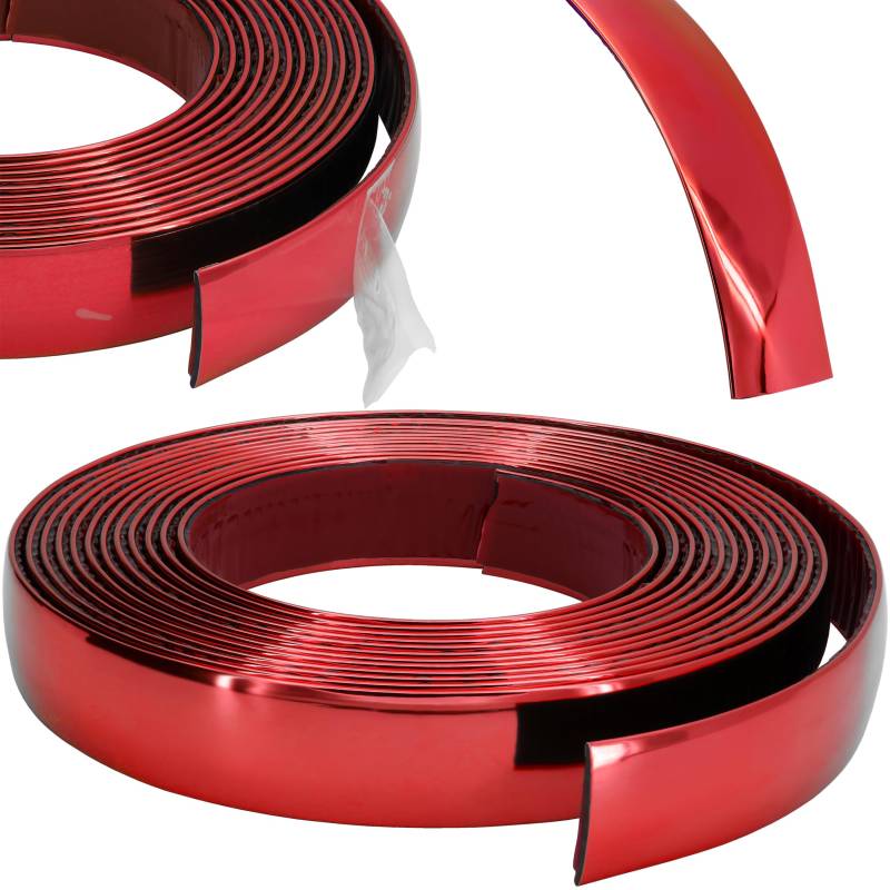RECAMBO Zierleiste Rot metallic - Vielseitig, Flexibel & Selbstklebend - 18mm x 5m von Recambo