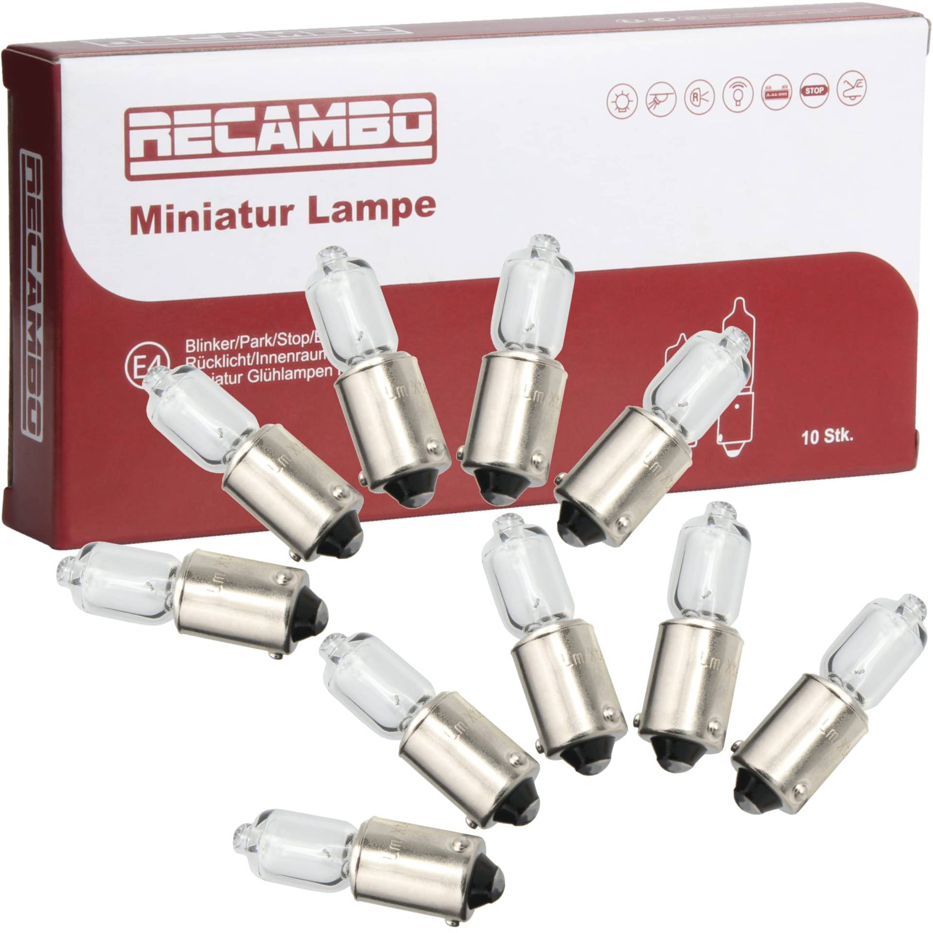 Recambo 10x Glühbirne Scheinwerferlampe Birne 6W 12V Abblendlicht Fernlicht Glühlampen | E - Prüfzeichen | Sockel BAX9S - Warm Weiß Recambo 10x Glühbirne Scheinwerferlampe Birne 6W 12V Abblendlicht Fernlicht Glühlampen | E - Prüfzeichen | Sockel BAX9S - Warm Weiß von Recambo