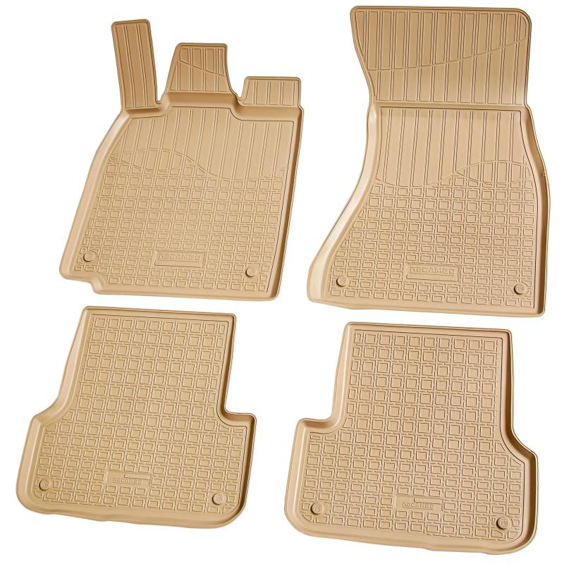 Recambo 3D Gummi Fußmatten kompatibel für Audi A7 C7 4G | Sportback | BJ 2010-2018 | Auto Gummimatten | Passgenau | mit Rand | beige von Recambo