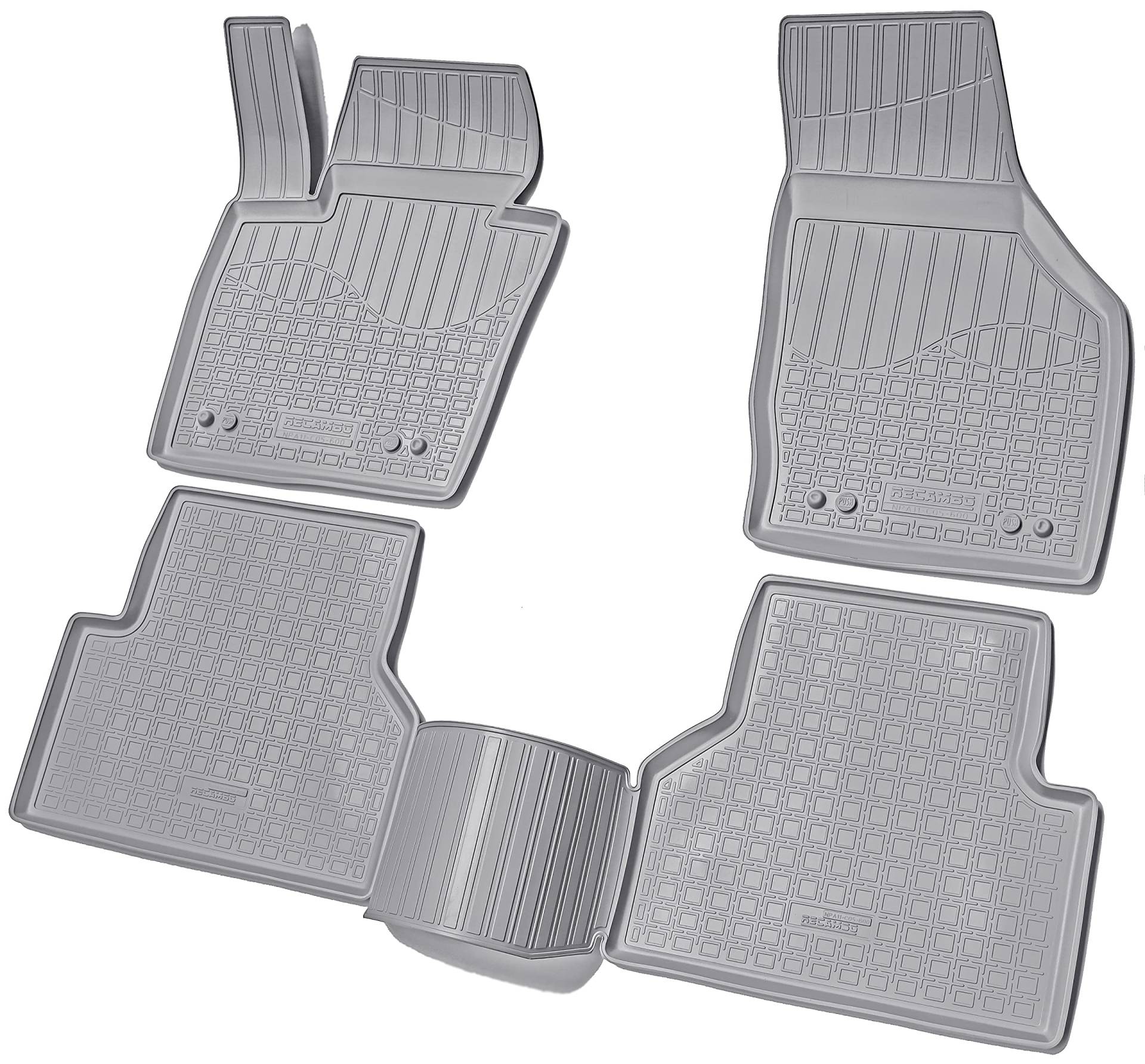 Recambo 3D Gummi Fußmatten kompatibel für Audi Q3 | Typ 8U | BJ 2011-2018 | Auto Gummimatten | Passgenau | mit Rand | grau von Recambo