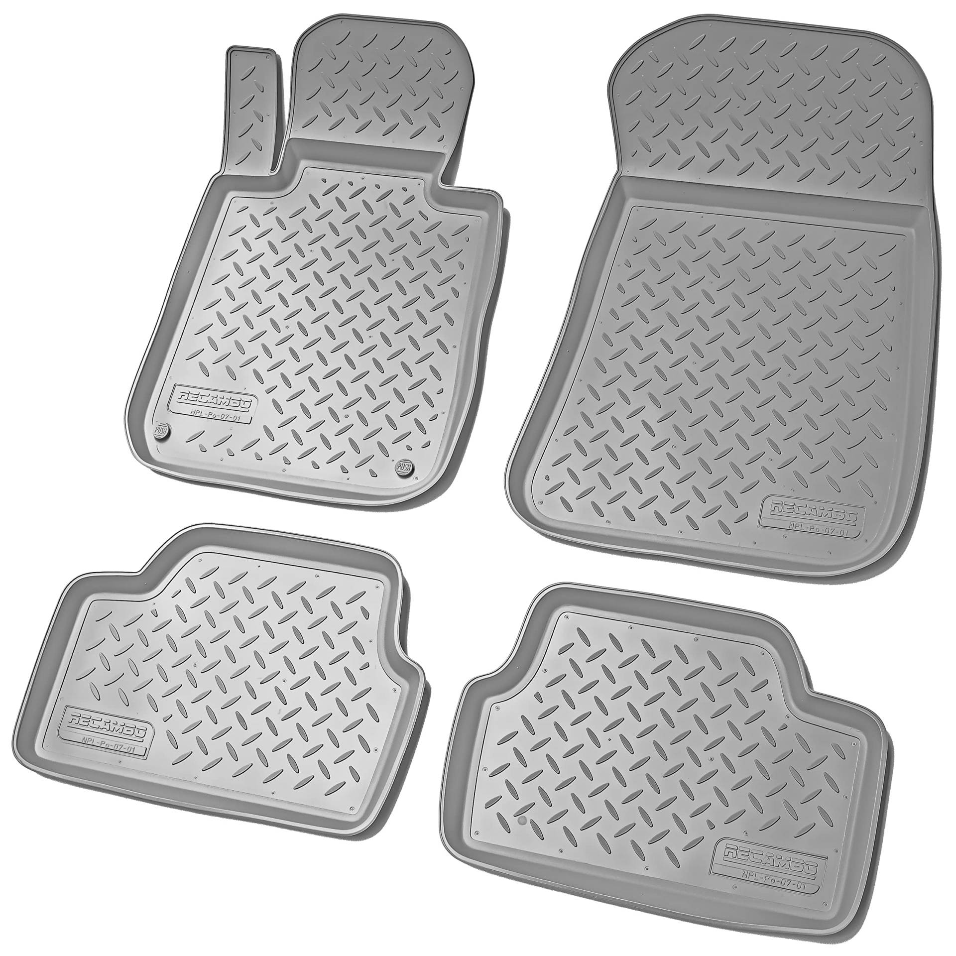 Recambo 3D Gummi Fußmatten kompatibel für BMW 1er | Typ E81 E82 E87 E88 | Auto Gummimatten | Passgenau | mit Rand | grau von Recambo