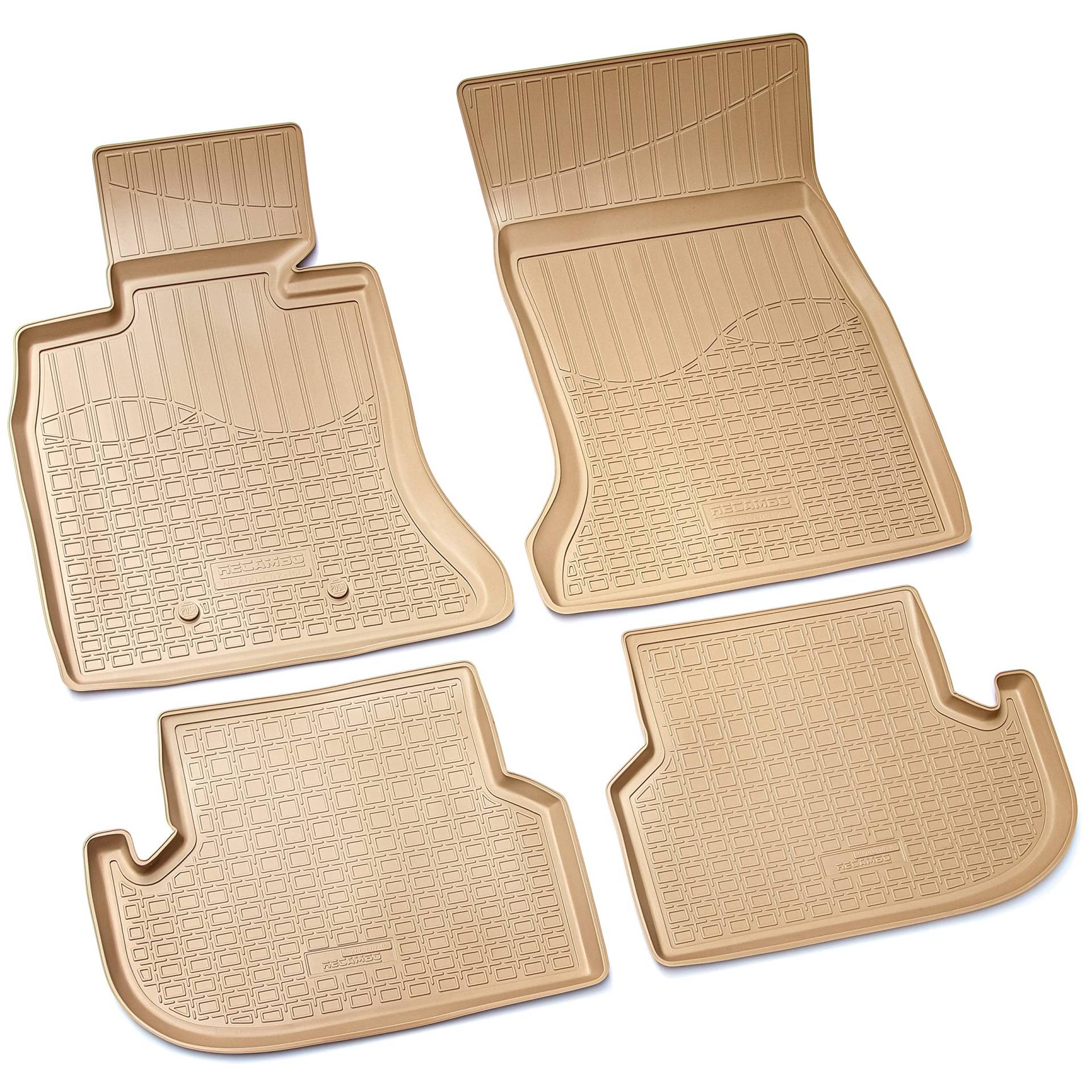 Recambo 3D Gummi Fußmatten kompatibel für BMW 5er F10 F11 Limo Touring | 2013-2017 | Auto Gummimatten | Passgenau | mit Rand | beige von Recambo