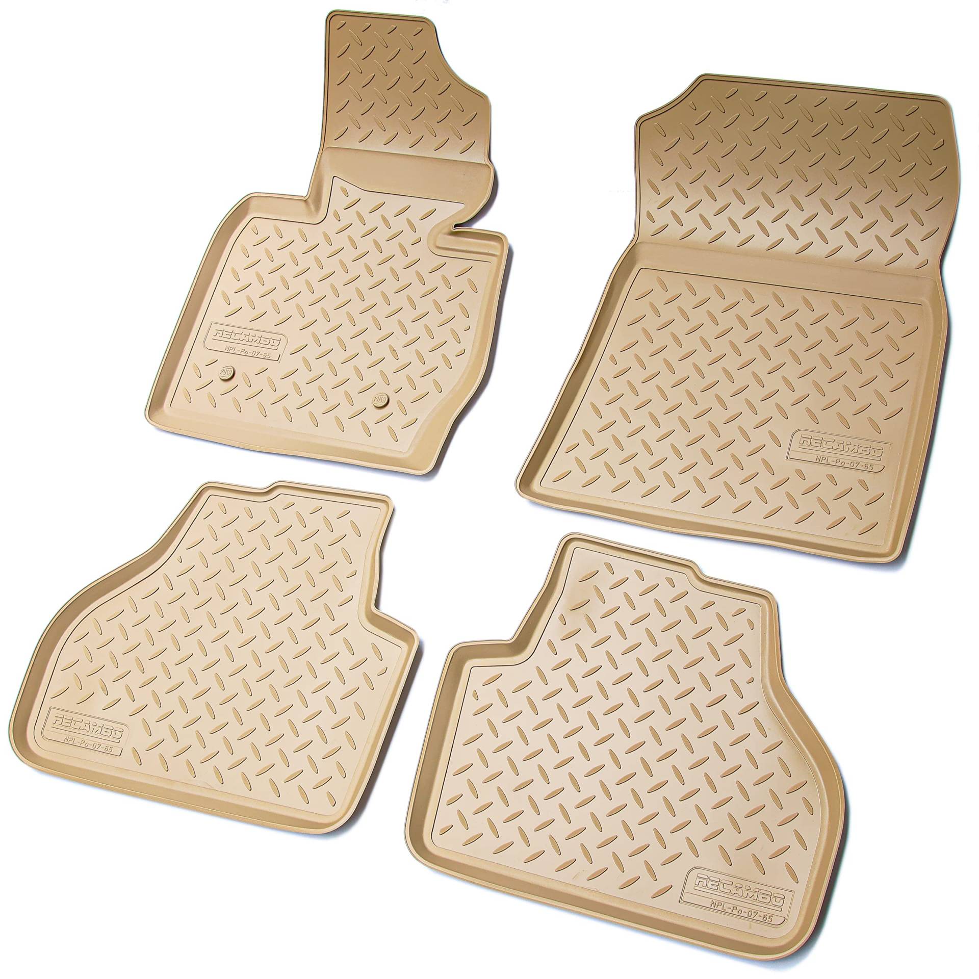 Recambo 3D Gummi Fußmatten kompatibel für BMW X3 F25 | BJ 2010-2017 | Auto Gummimatten | Passgenau | mit Rand | beige von Recambo