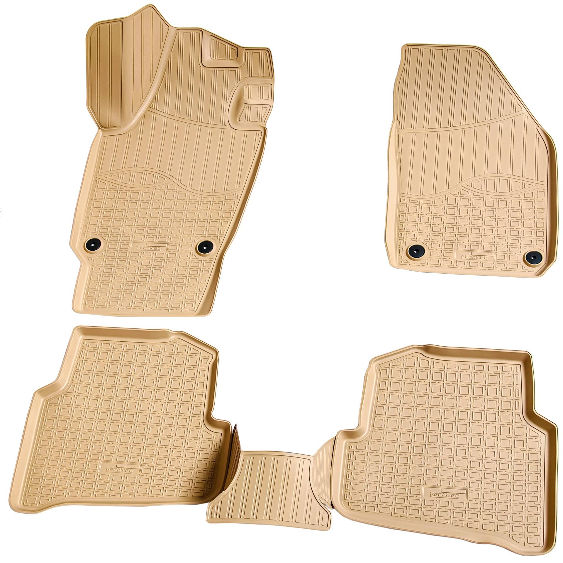 Recambo 3D Gummi Fußmatten kompatibel für SEAT Ibiza | Typ 6J | BJ 2008-2017 | Auto Gummimatten | Passgenau | mit Rand | beige von Recambo