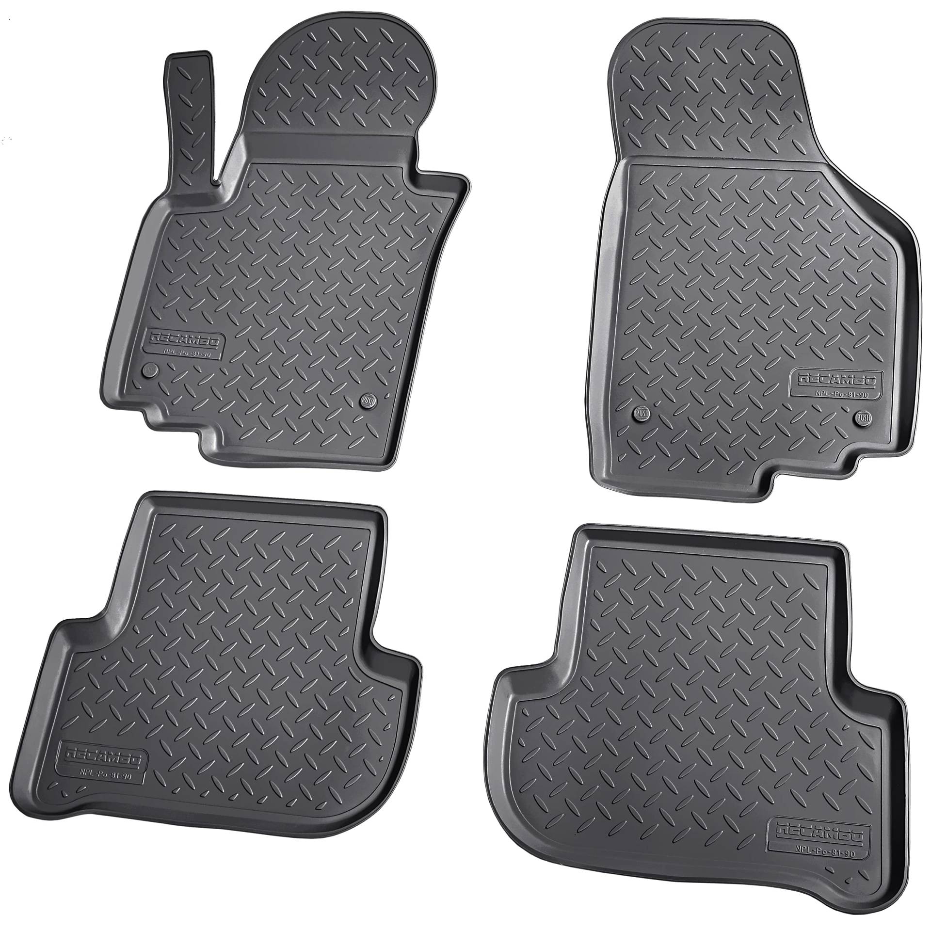 Recambo 3D Gummi Fußmatten kompatibel für SEAT Leon II | Typ 1P | 2005-2012 | Auto Gummimatten | Passgenau | mit Rand | schwarz von Recambo