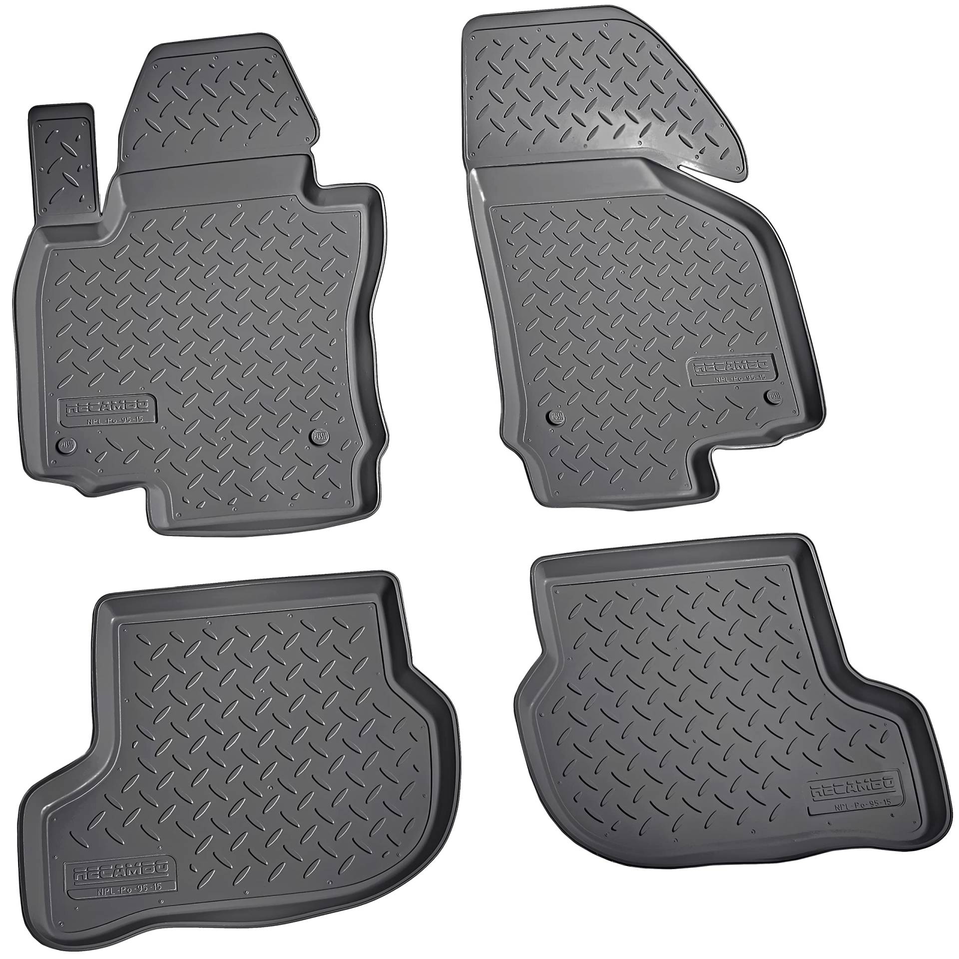 Recambo 3D Gummi Fußmatten kompatibel für SEAT Leon II | Typ 1P | BJ 2005-2012 | Auto Gummimatten | Passgenau | mit Rand | schwarz von Recambo