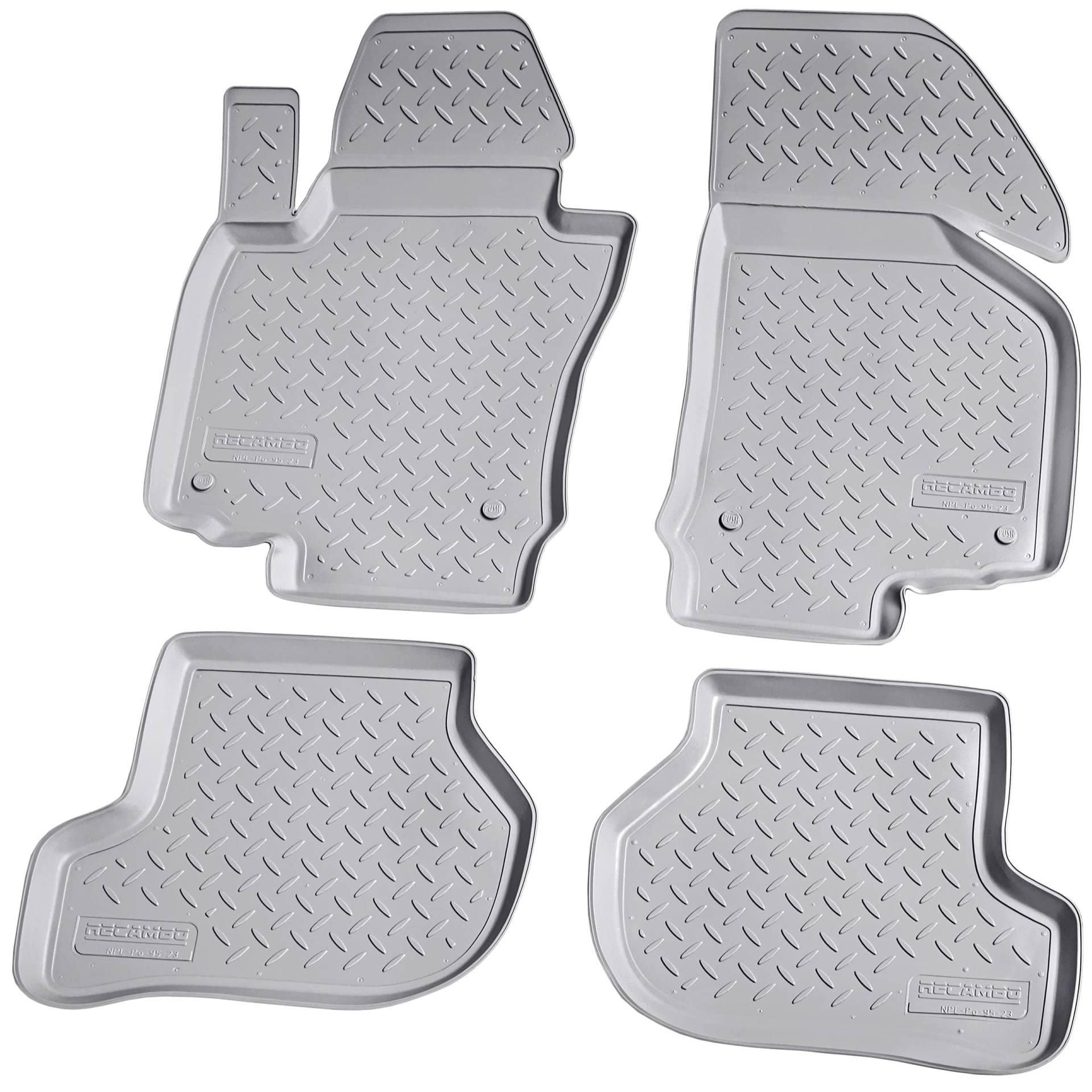 Recambo 3D Gummi Fußmatten kompatibel für VW Golf Plus | BJ 2004-2014 | Auto Gummimatten | Passgenau | mit Rand | grau von Recambo