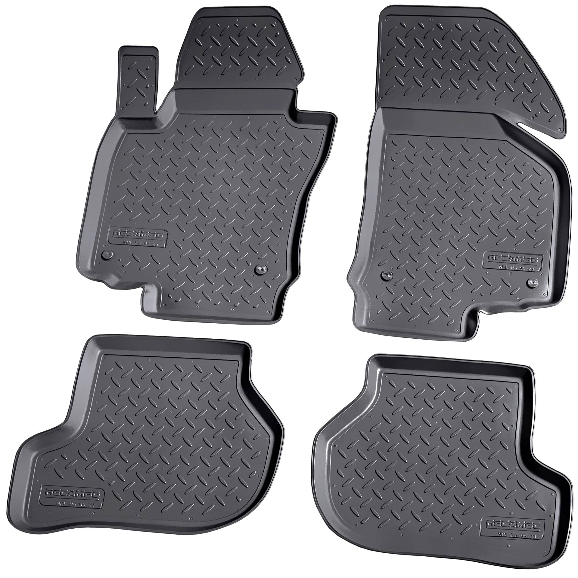 Recambo 3D Gummi Fußmatten kompatibel für VW Golf Plus | BJ 2004-2014 | Auto Gummimatten | Passgenau | mit Rand | schwarz von Recambo