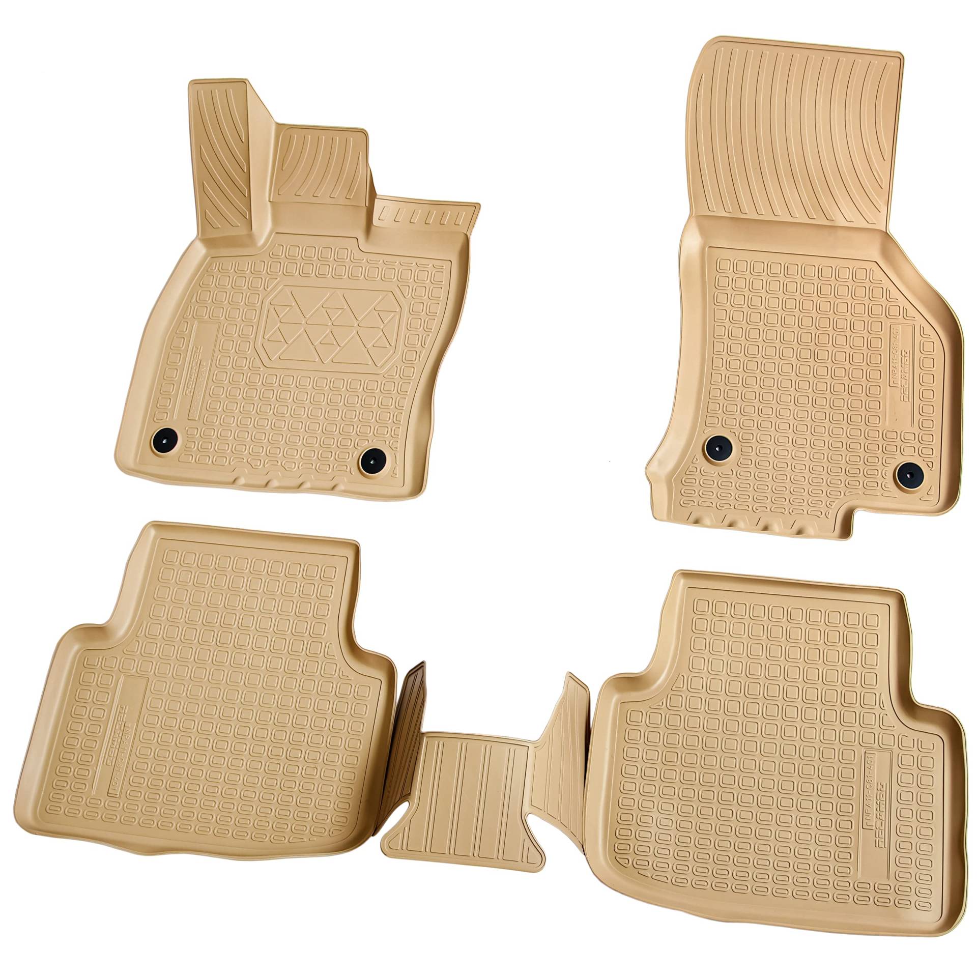 Recambo 3D Gummi Fußmatten kompatibel für VW Golf Sportsvan | BJ ab 2014> | Auto Gummimatten | Passgenau | mit Rand | beige von Recambo