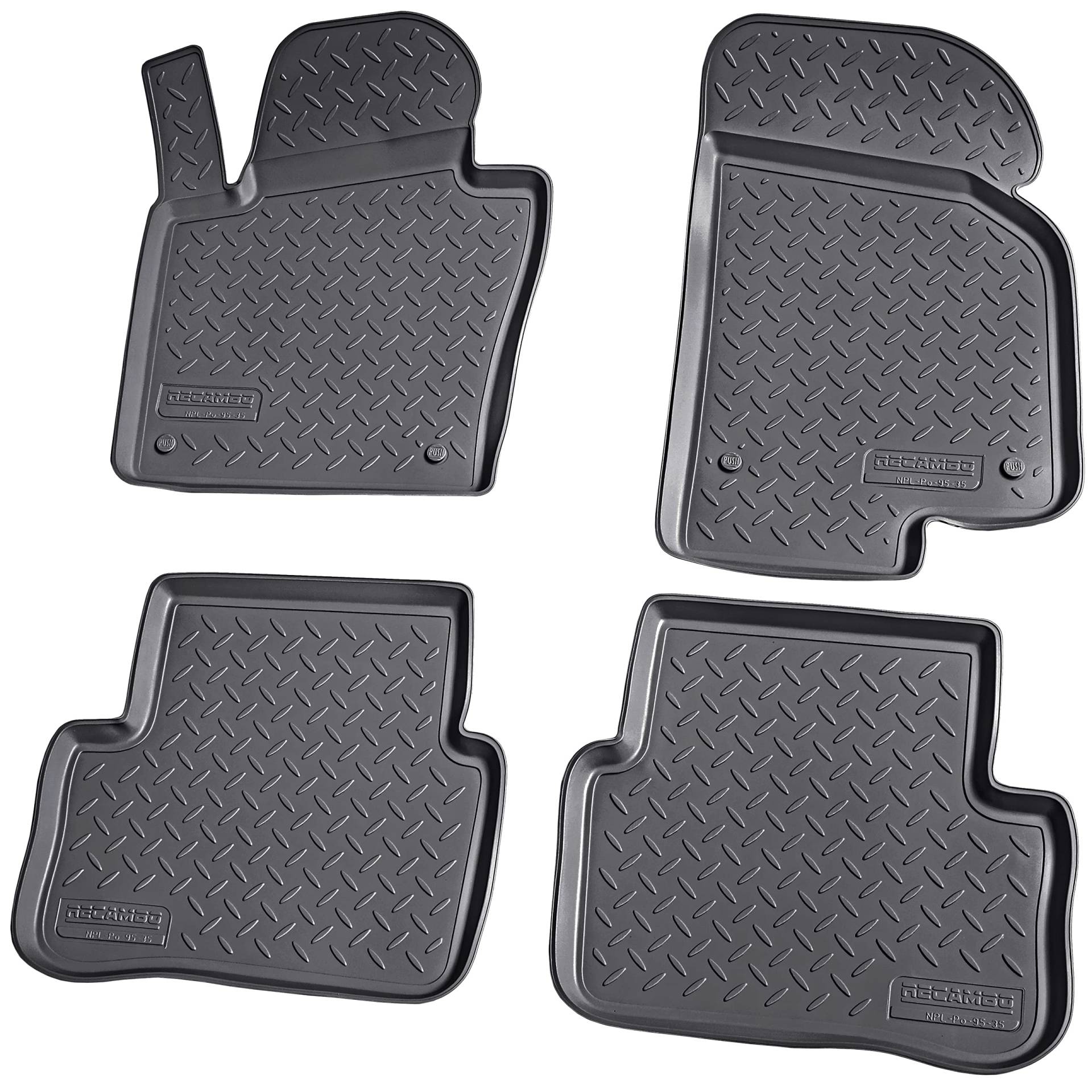 Recambo 3D Gummi Fußmatten kompatibel für VW Passat CC | 2008-2016 | Auto Gummimatten | Passgenau | mit Rand | schwarz von Recambo