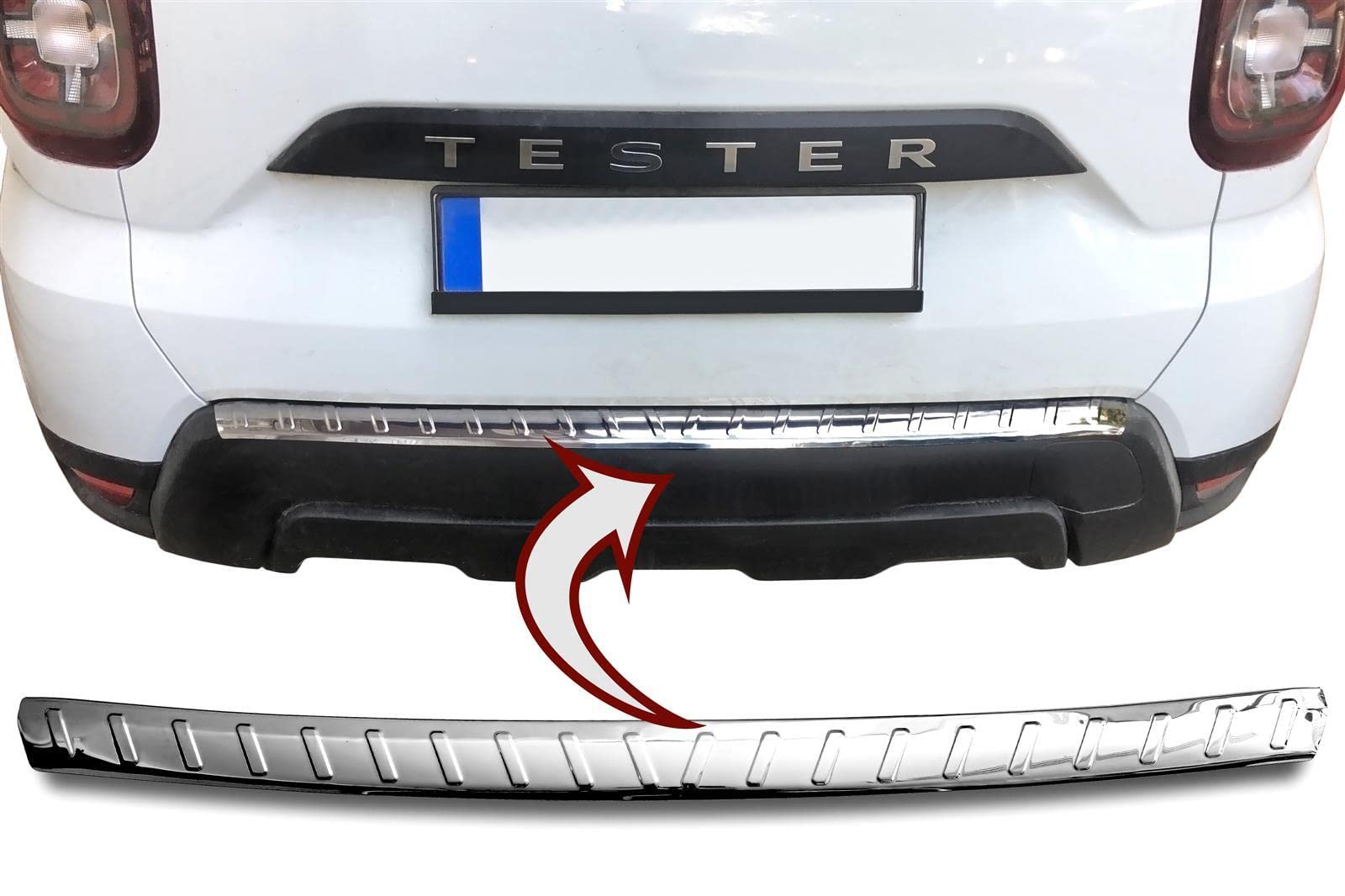 Ladekantenschutz Edelstahl Chrom kompatibel für Dacia Duster II | ab 2018 | mit Abkantung | Premium Qualität von RECAMBO von Recambo