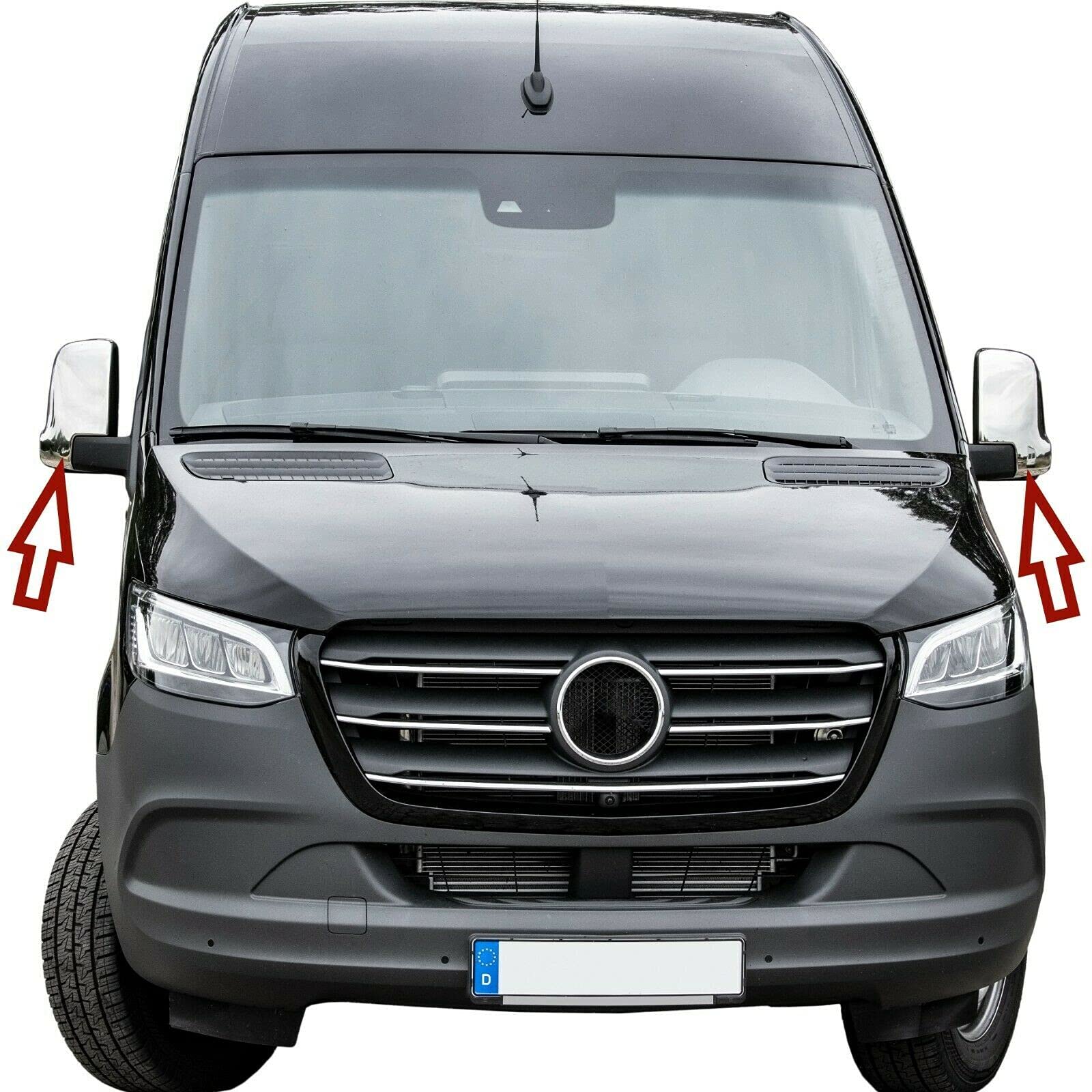 Recambo EDELSTAHL SPIEGELKAPPEN CHROM passend für MERCEDES SPRINTER W907, W910 | ab 2018- von Recambo