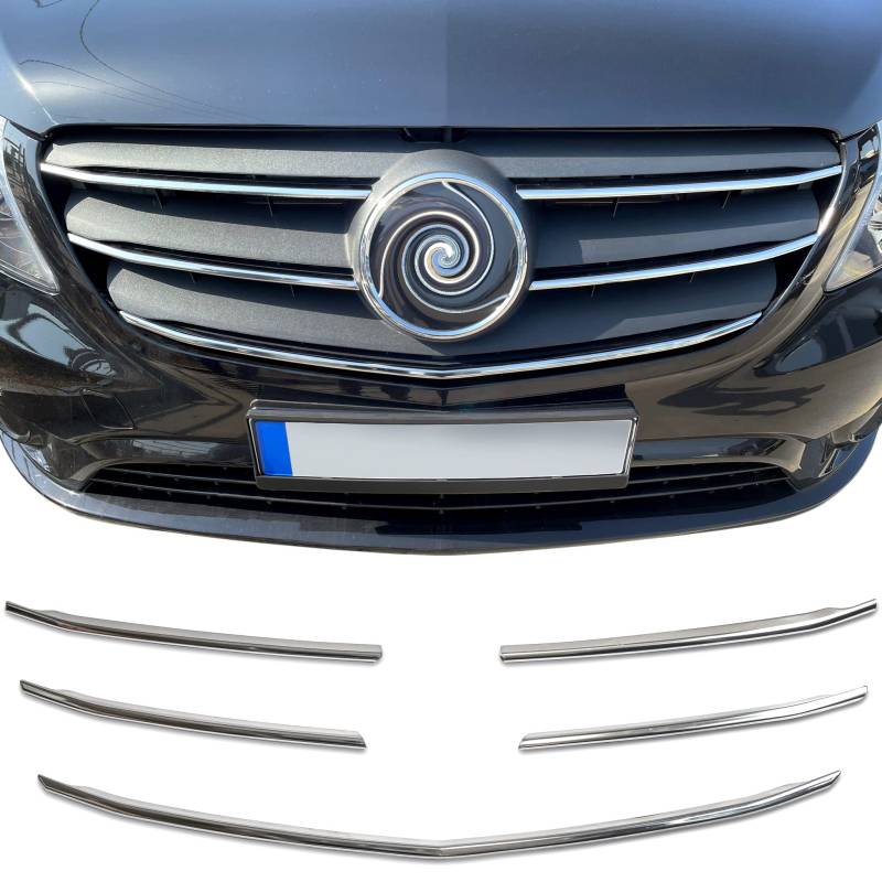 Recambo KÜHLERGRILL LEISTEN EDELSTAHL V2A CHROM kompatibel für MERCEDES VITO W447 | MOPF ab BJ 2020> von Recambo