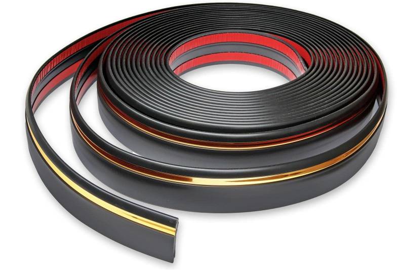 Recambo Zierleiste 60 mm breit | schwarz Gold | Hochflexibel | Selbstklebend | Witterungsbeständig | Zuschneidbar | Meterware von Recambo