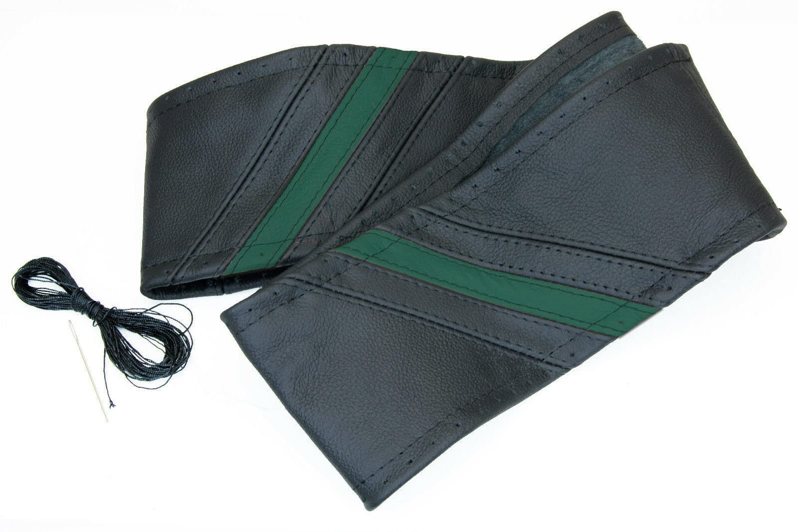 Recambo grün/schwarz Lenkradbezug echt Leder zum Schnüren Lenkrad Schoner 37-39 cm von Recambo